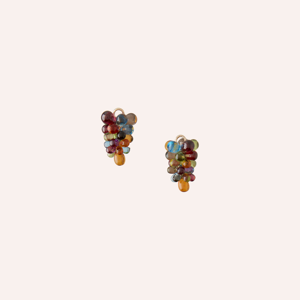 14K Multi-Color Mixed Stone Grape Bunch Drops