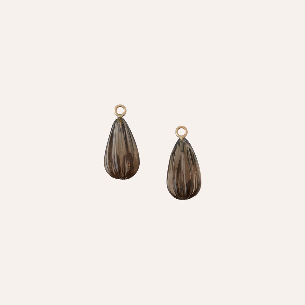 14K Smoky Quartz Teardrop Drops