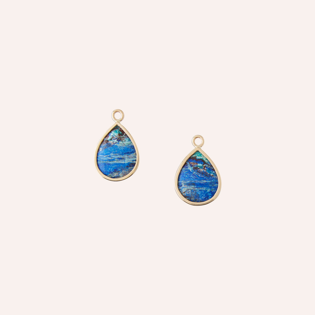14K Bluebird Azurite Teardrop Drops