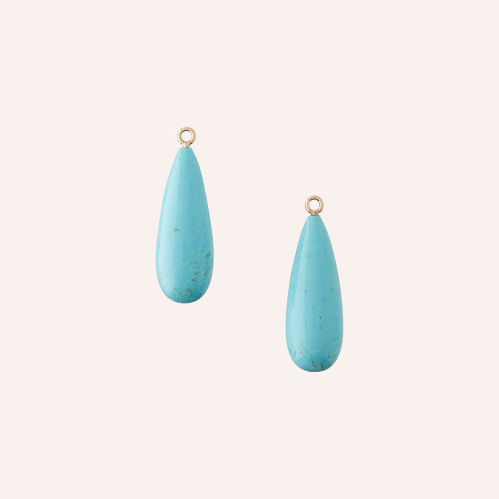 14K Blue Turquoise Kingsman Long Teardrop Drops