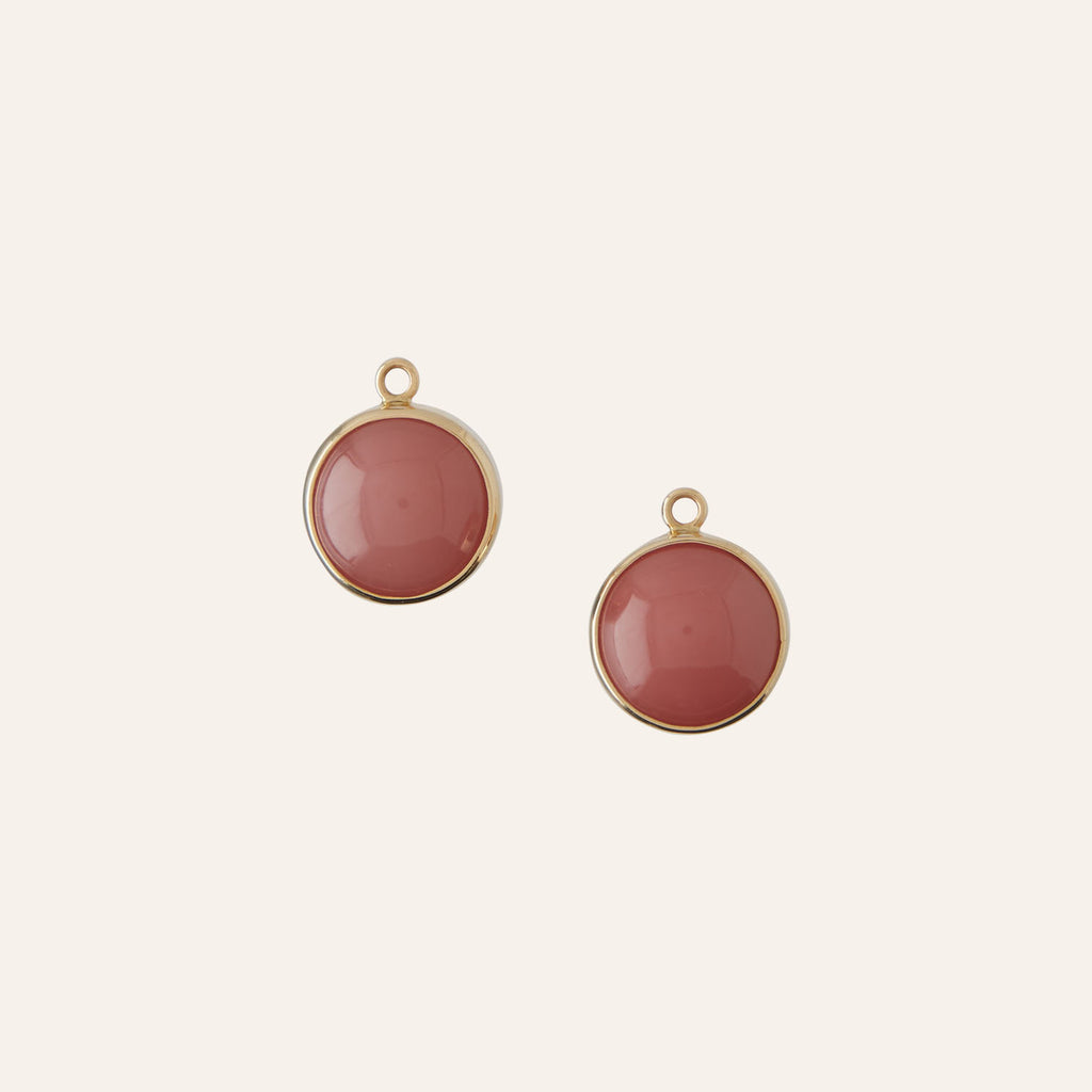 Guava Quartz Round Cabachon Drop