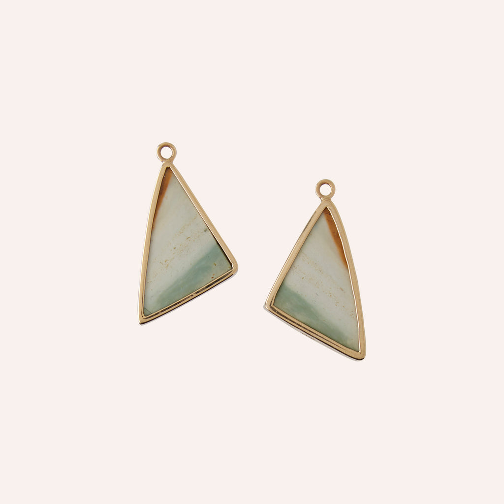 Fossil Opal Wood Indonesian Geometric Cabachon Drops