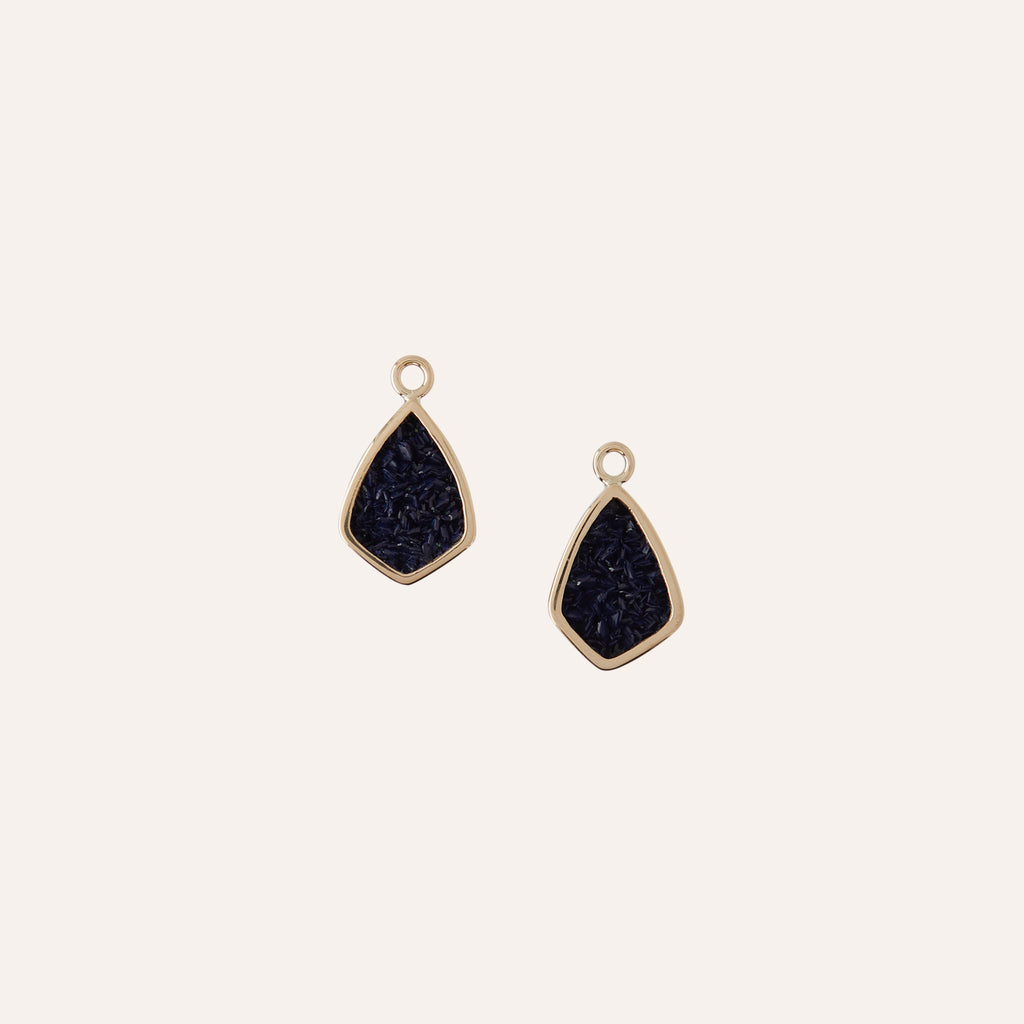 14K Blue Azurite Druzy Teardrop Drops