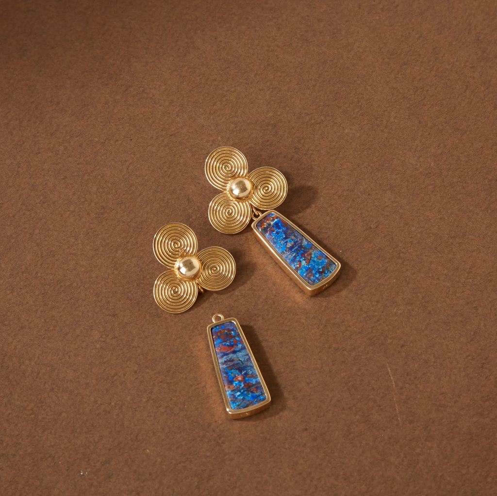 14K Bluebird Azurite Trapezoid Drops