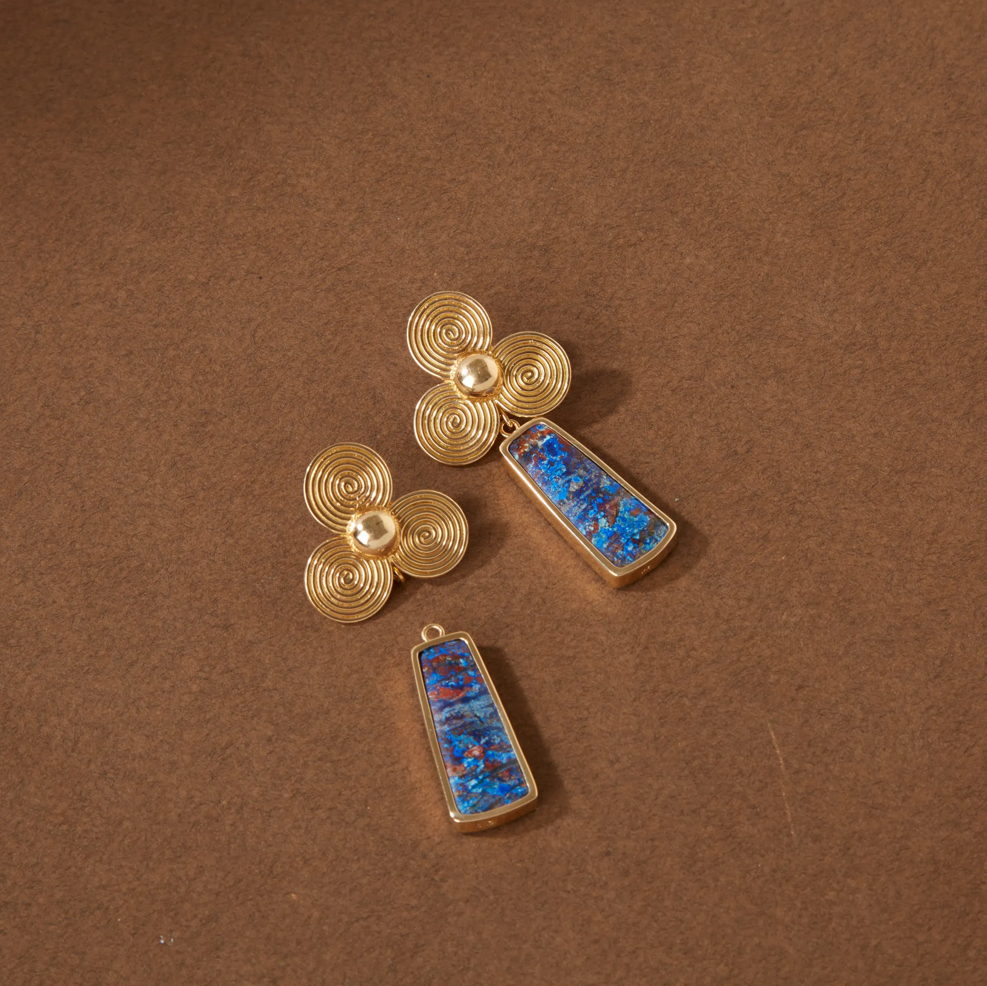 14K Bluebird Azurite Trapezoid Drops