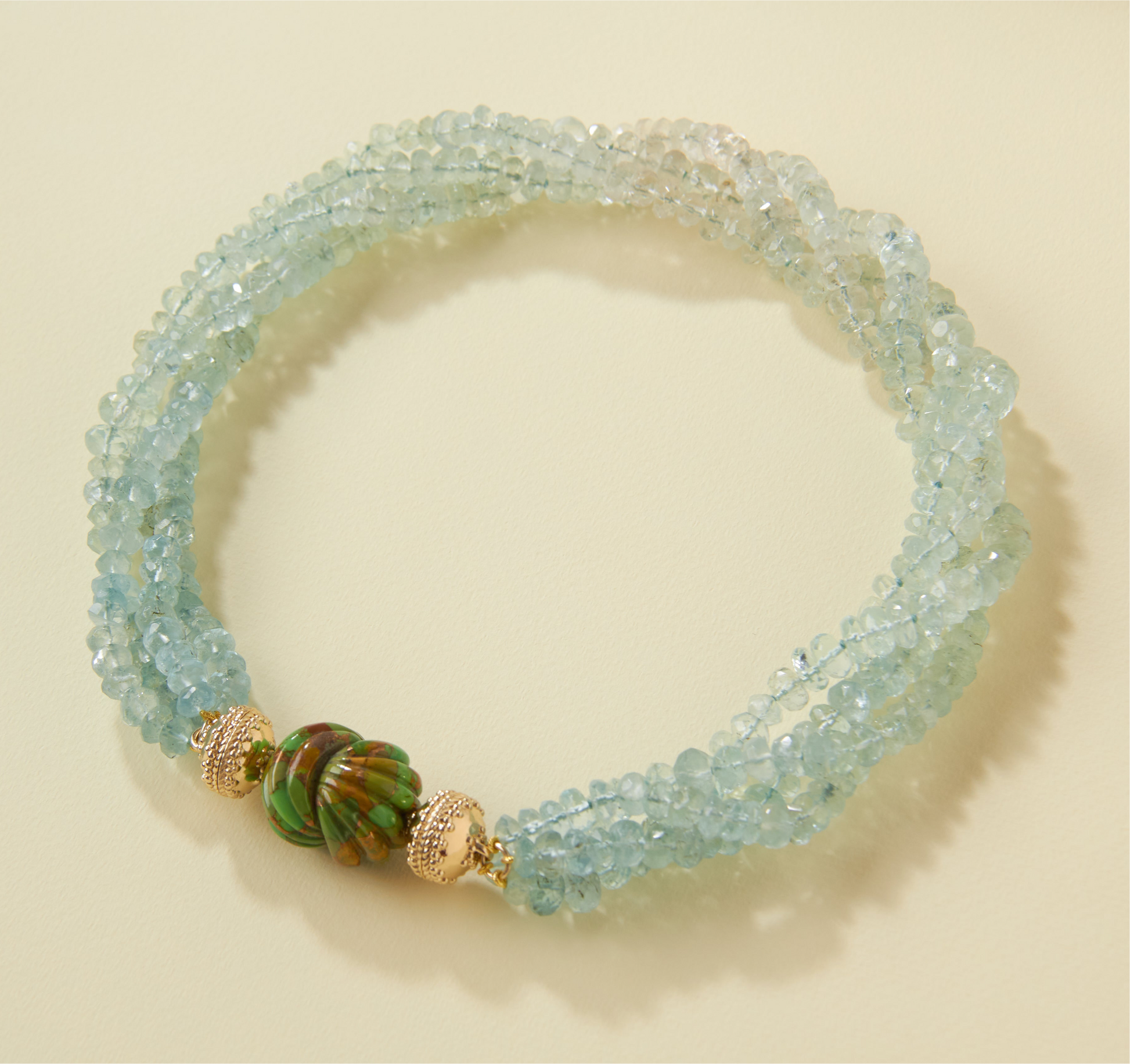 Aquamarine Rondelle Multi-Strand Necklace