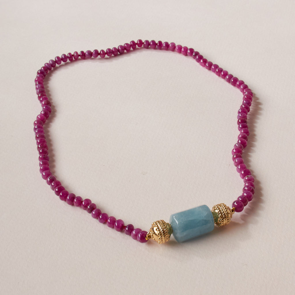 Ruby Graduated Rondelle Mini Necklace