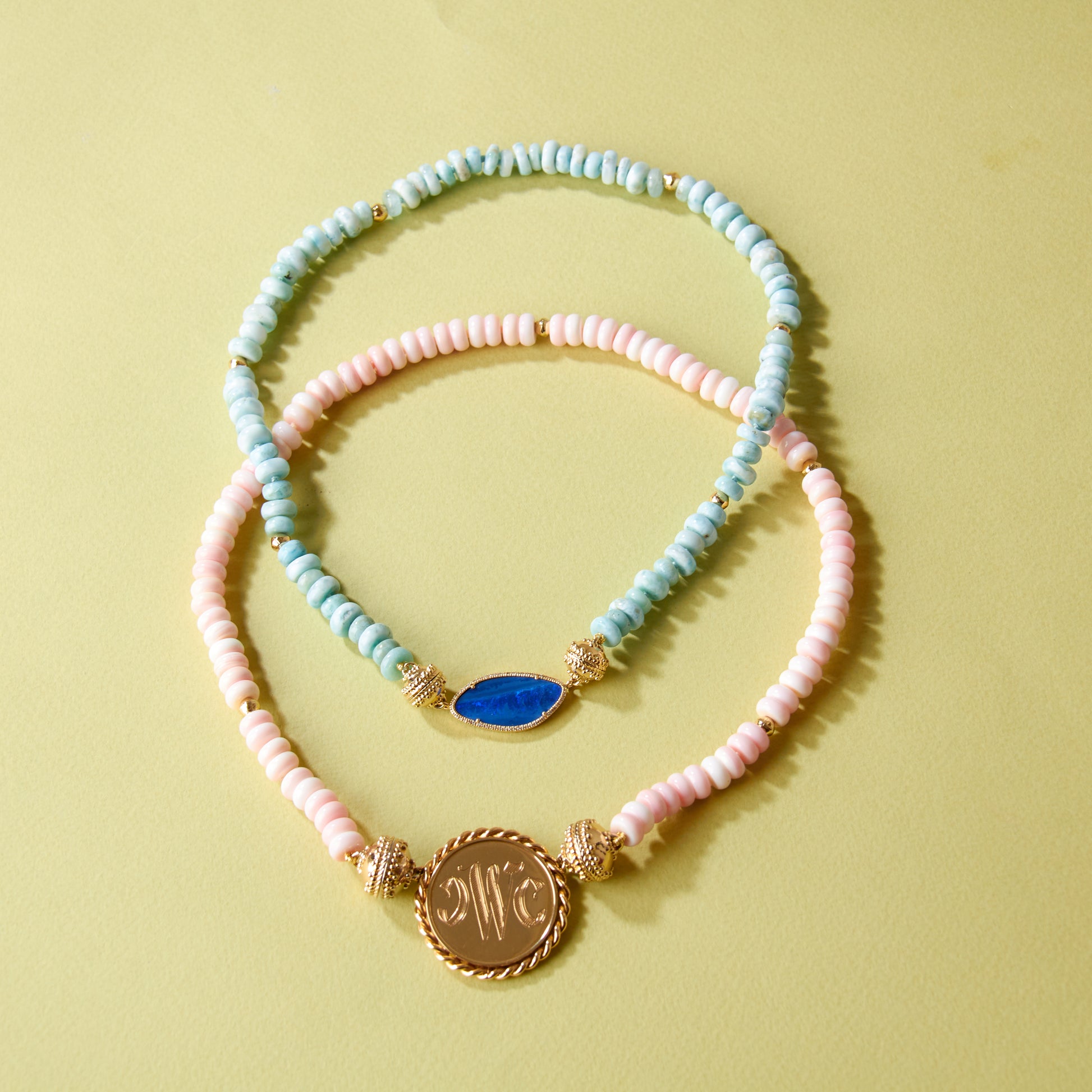 Oblong Blue Opal Mini Centerpiece