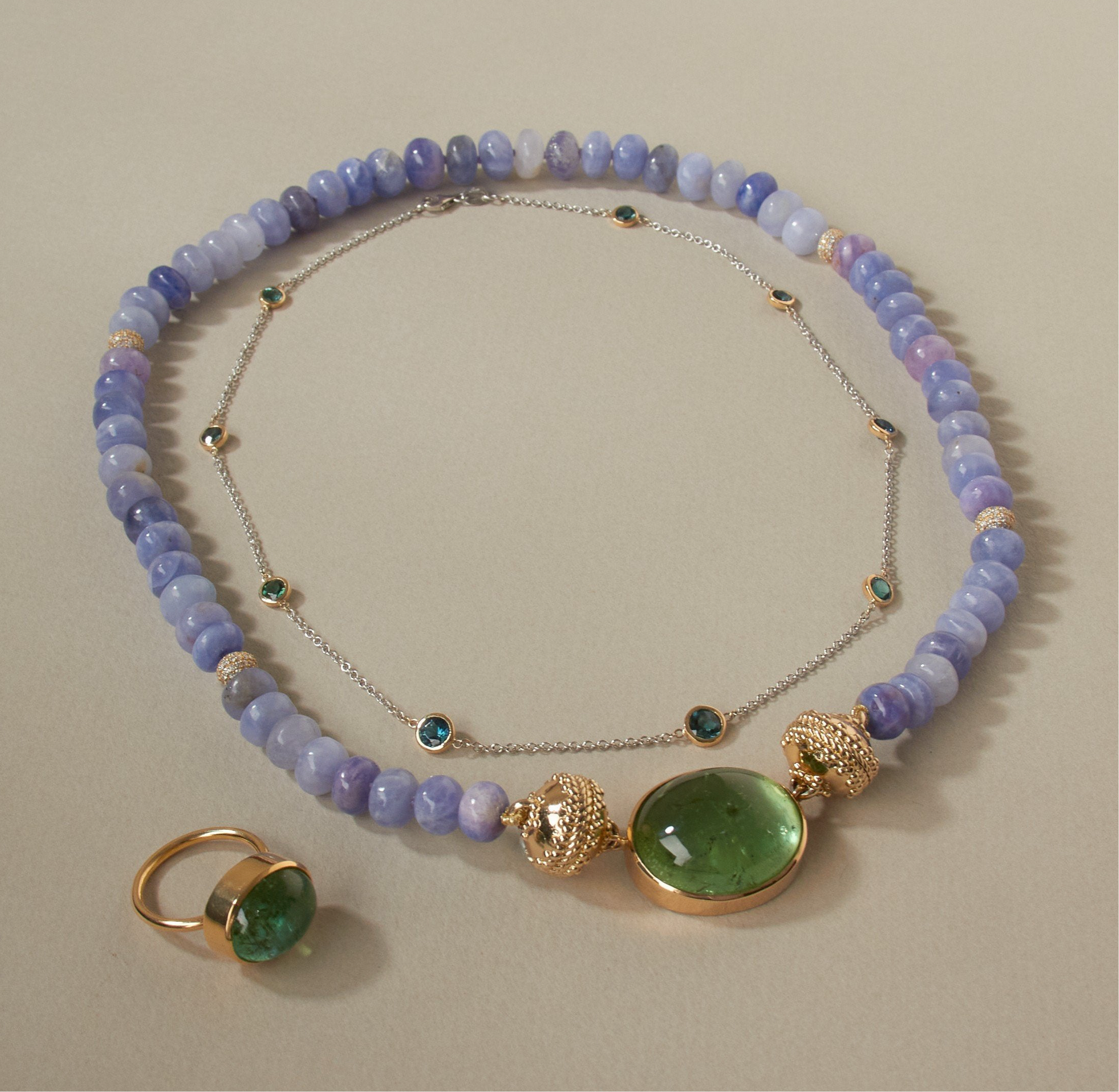 Color Changing Hackmanite with Diamond Peppercorn Necklace