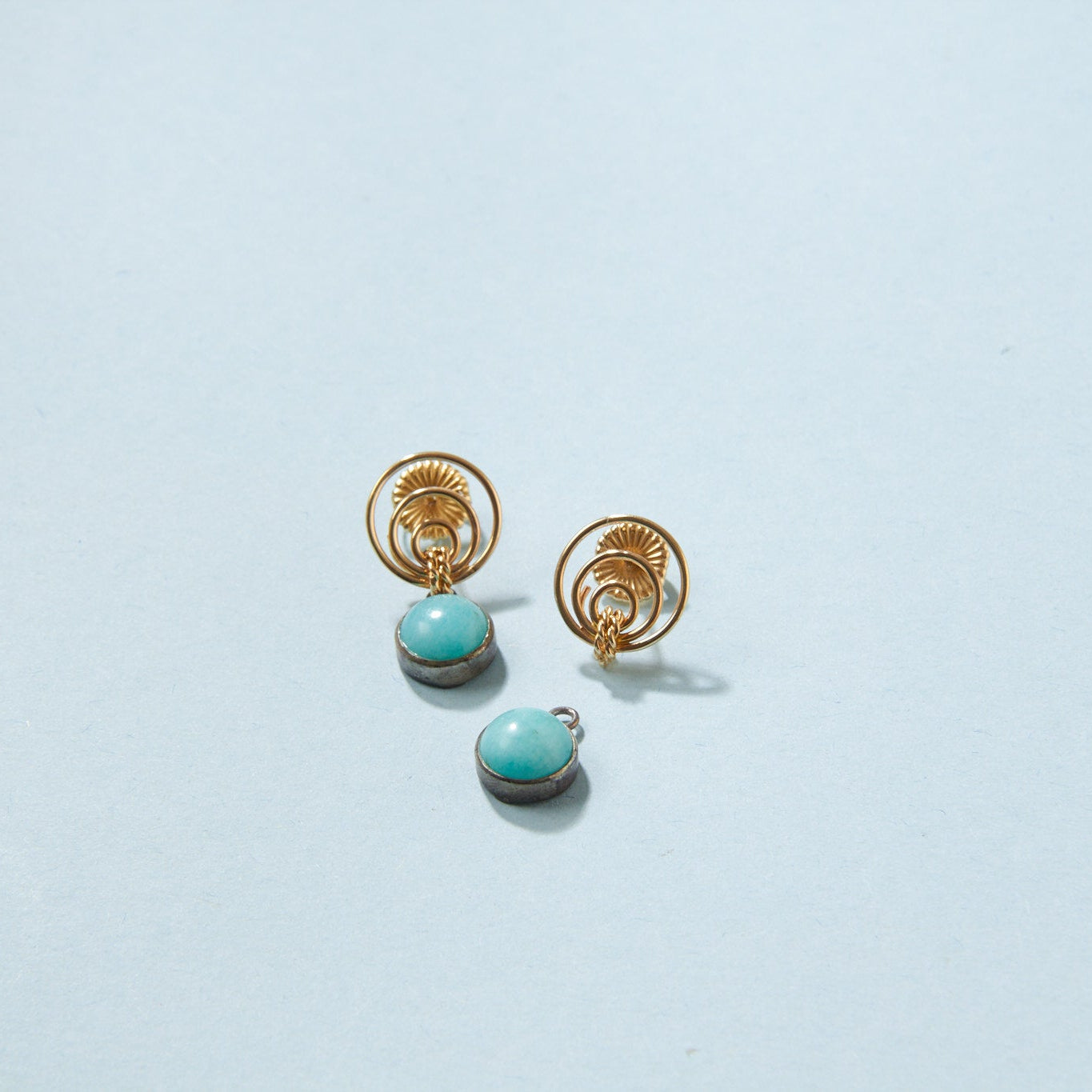 Amazonite Cabochon Earring Drops