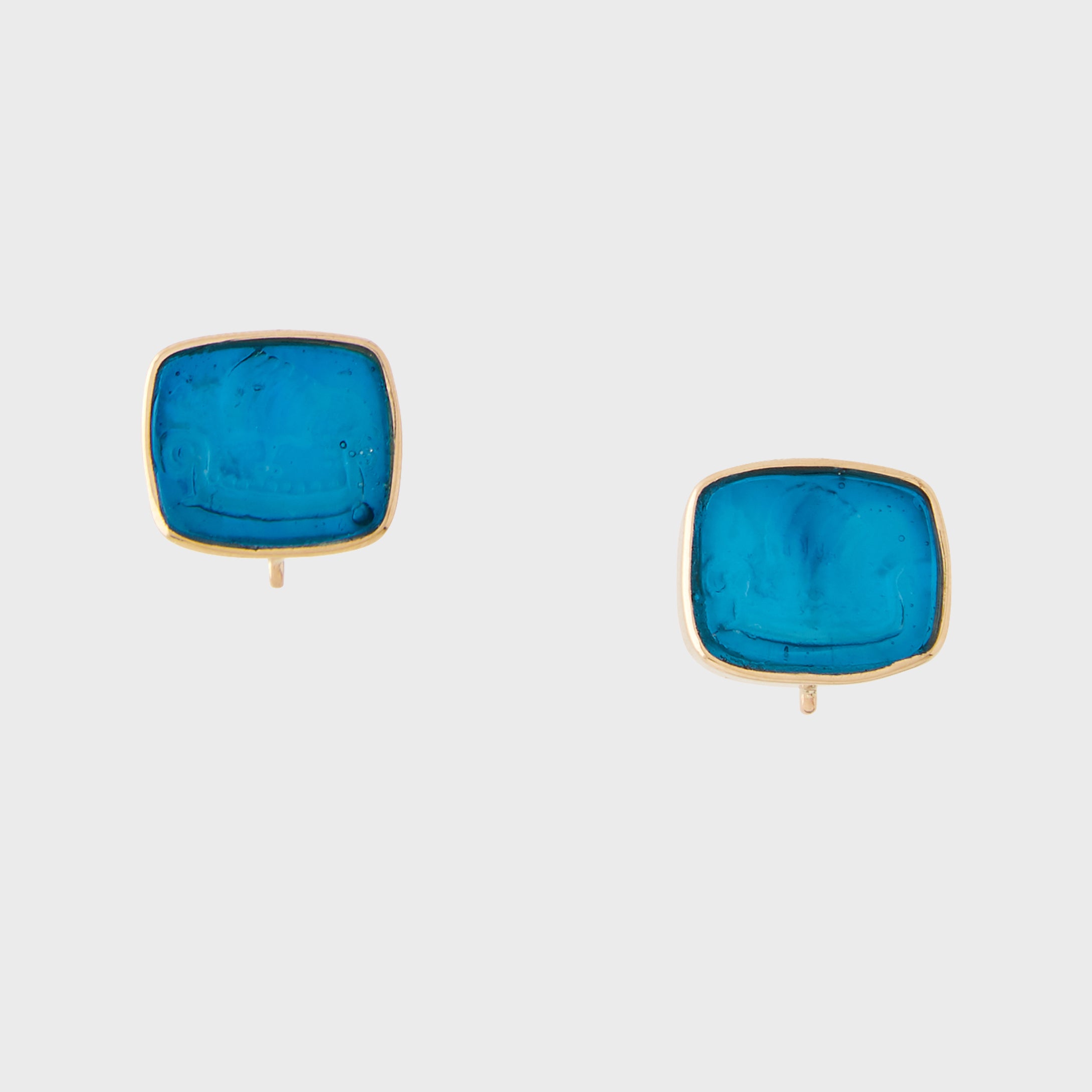 Italian Glass Caribbean Blue Sail Boat Earrings