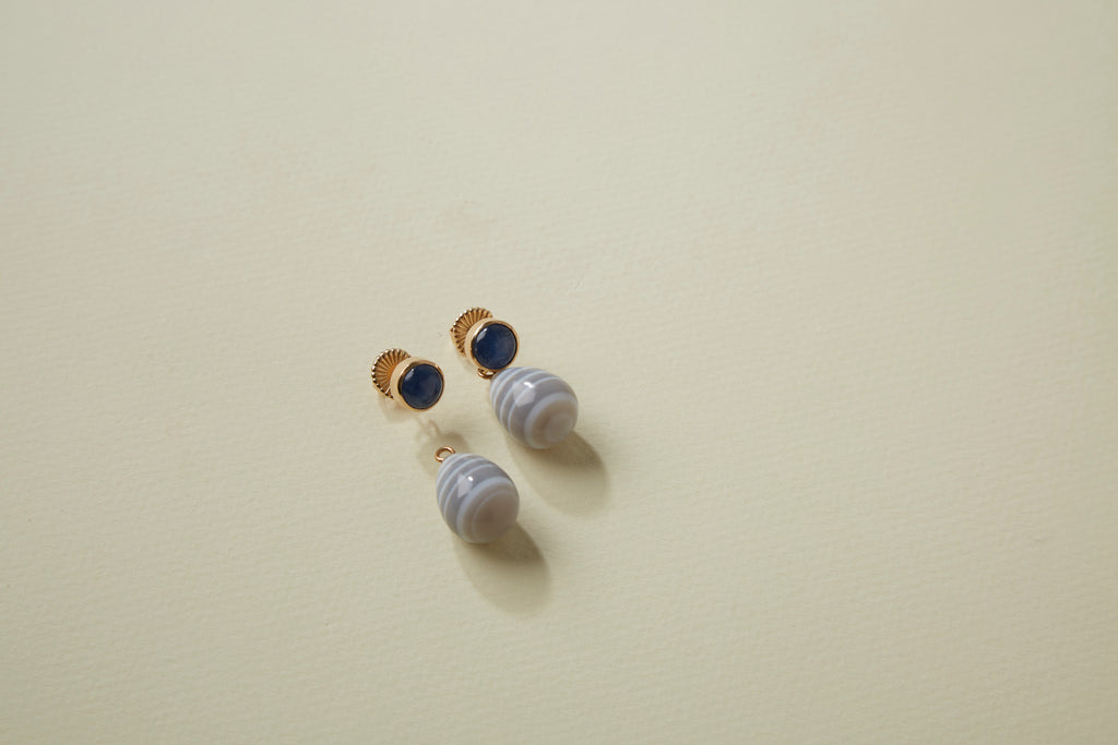 Grey Agate Teardrop Earring Drops