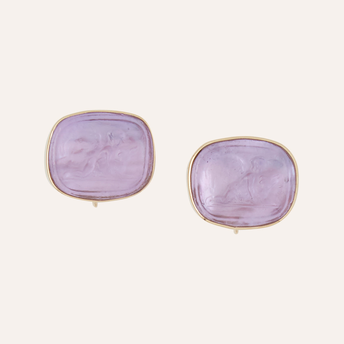 Classic Cherub Lilac Italian Glass Earrings