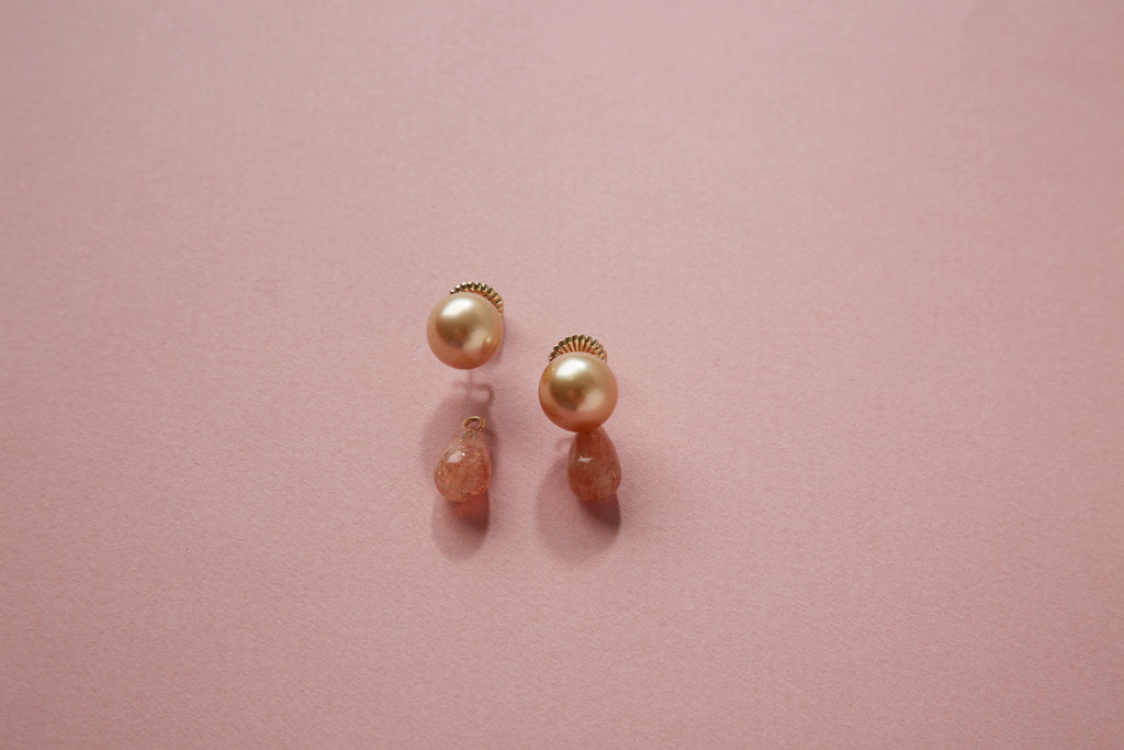 Freshwater Champagne Round Pearl Earrings