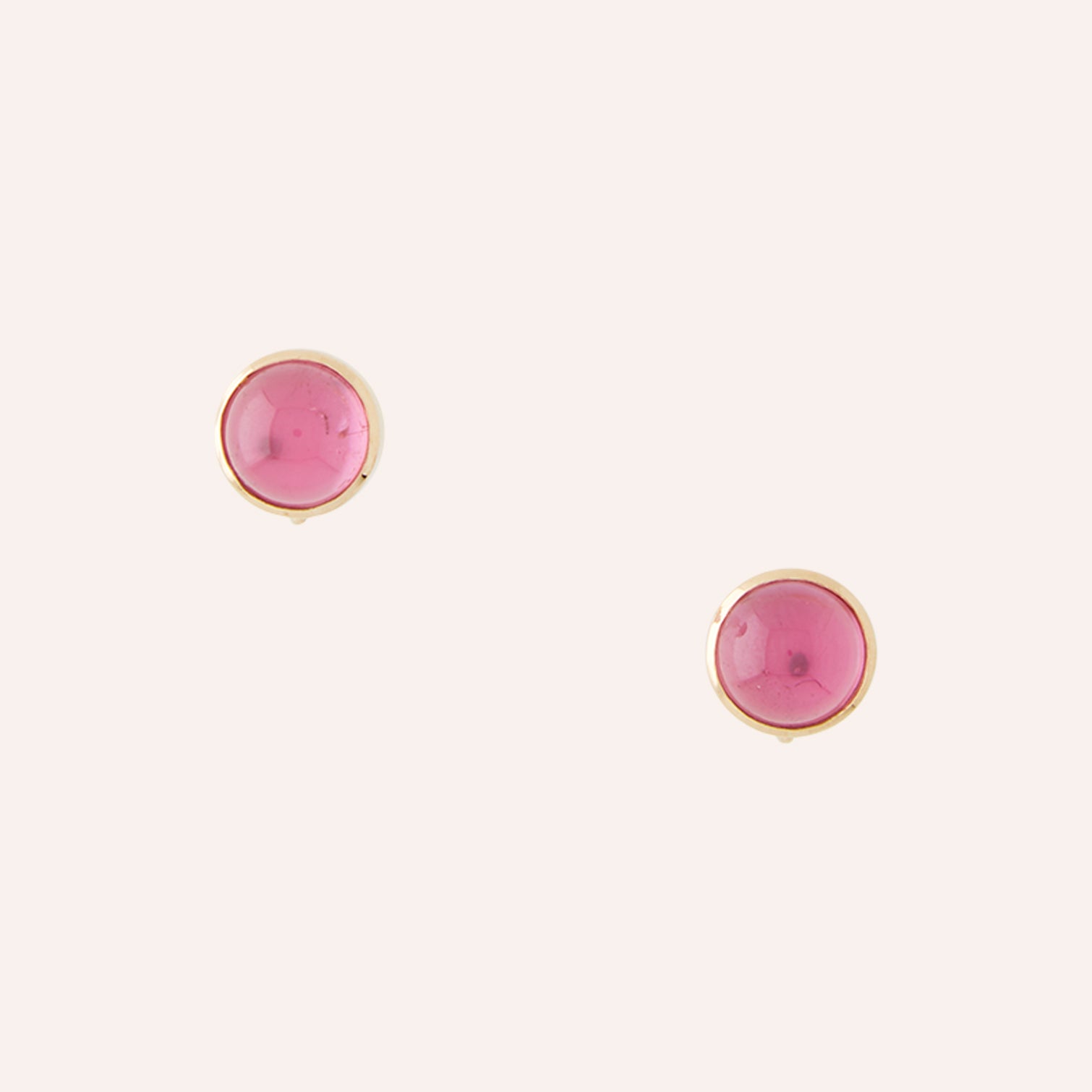 Candy Pink Rubellite Cabochon Earrings