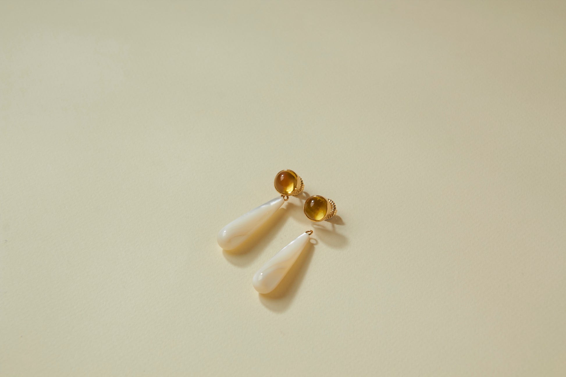 18K Candy Yellow Beryl Cabochon Earrings