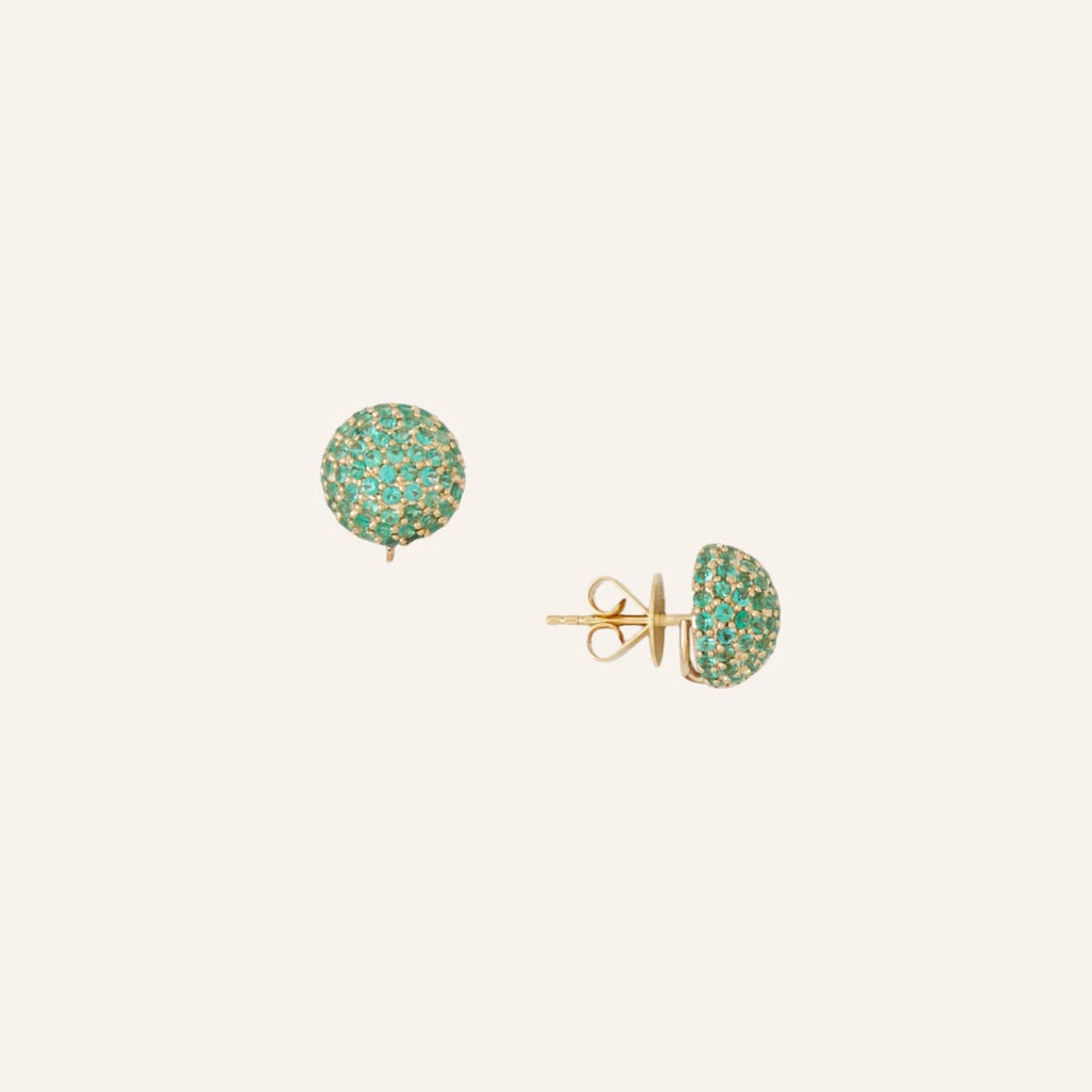 Emerald Pave Dome Earrings