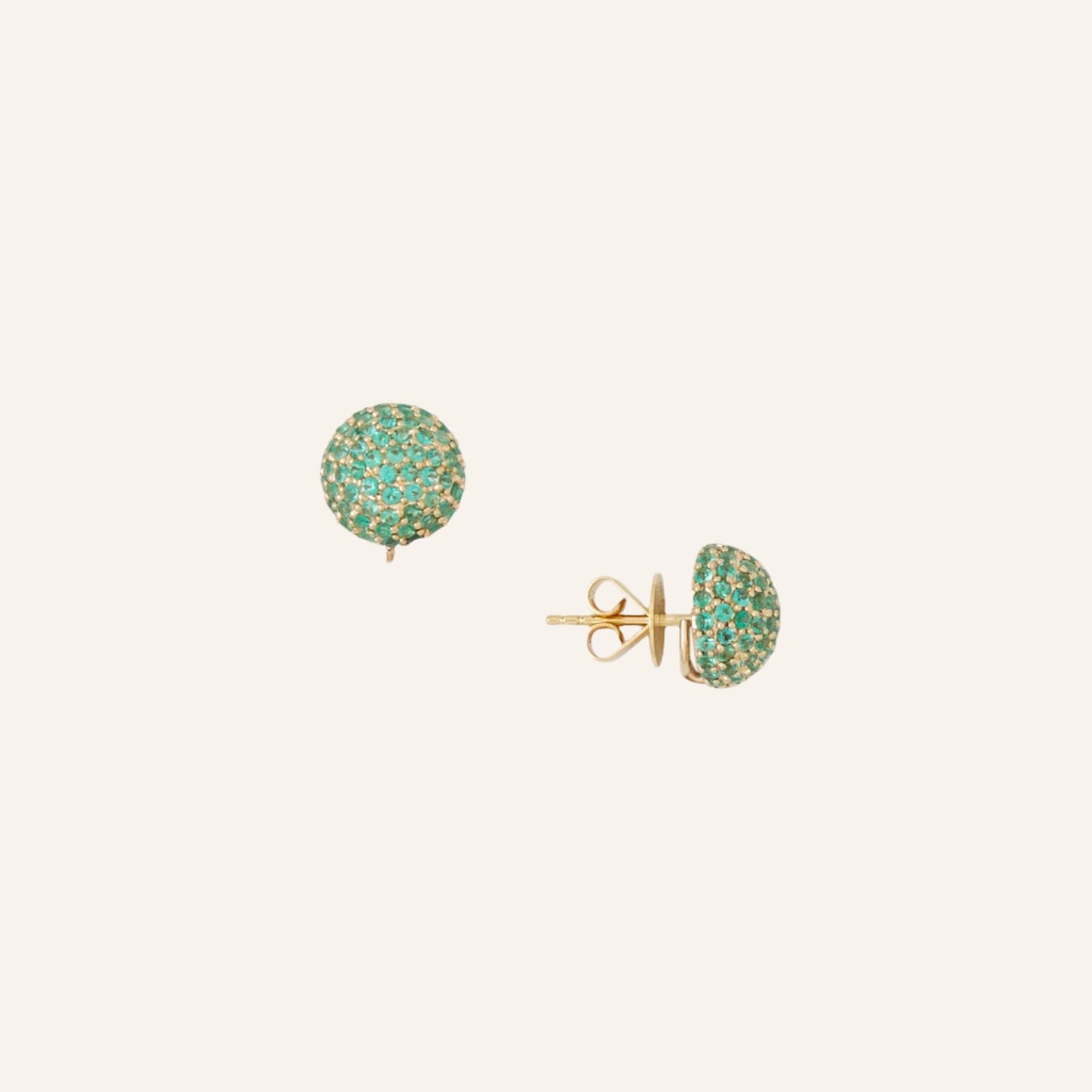 Emerald Pave Dome Earrings
