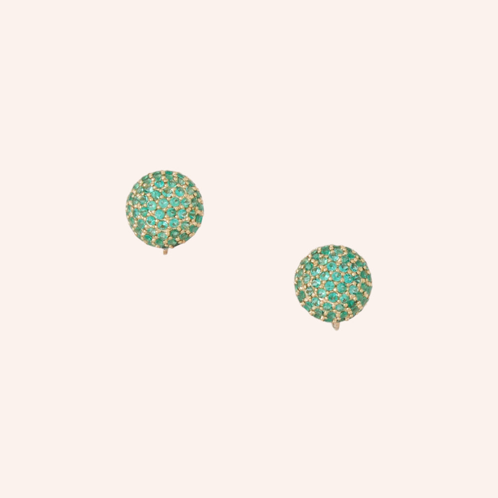 Emerald Pavé Dome Earrings