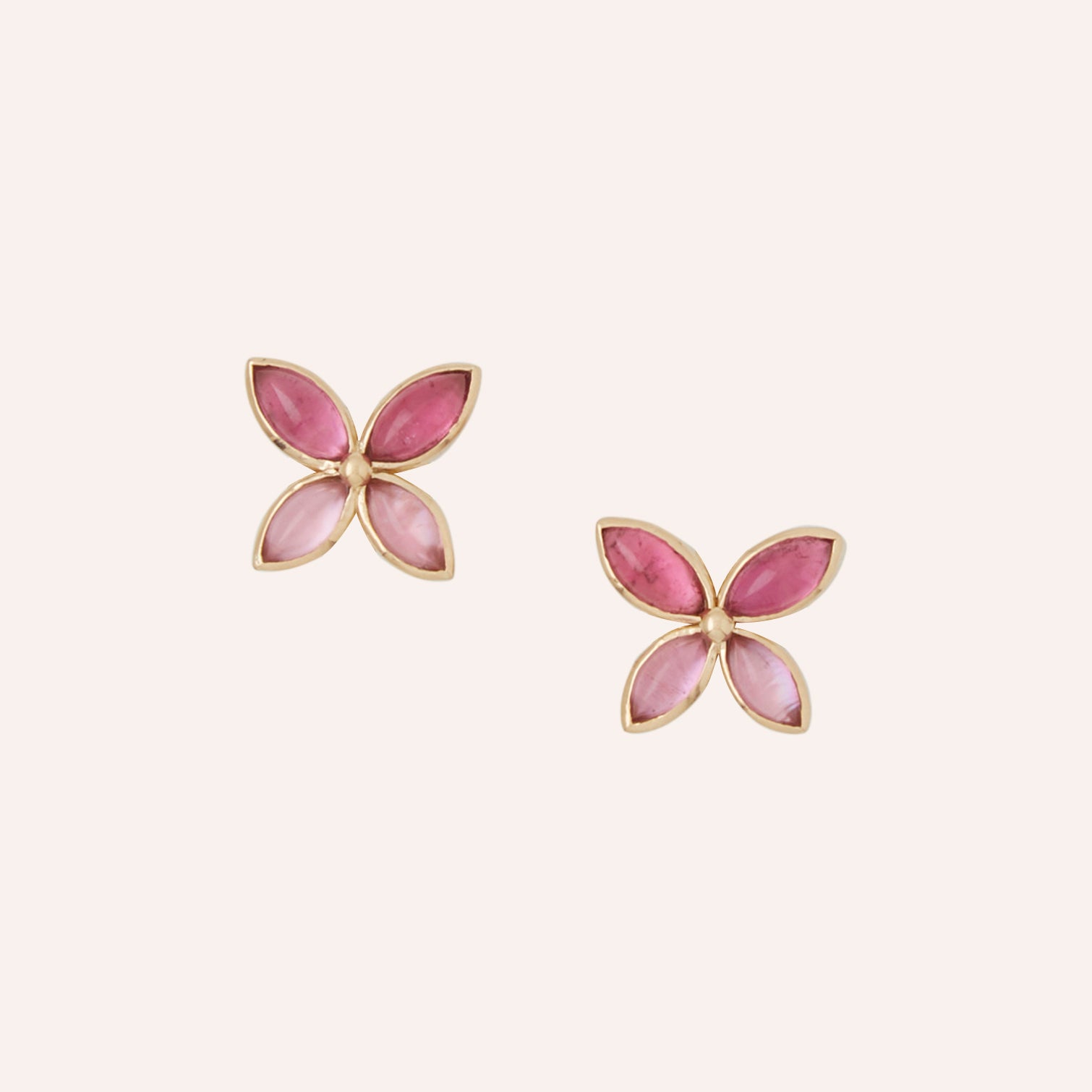 Candy Rubellite & Pink Tourmaline Butterfly Cabochon Earrings