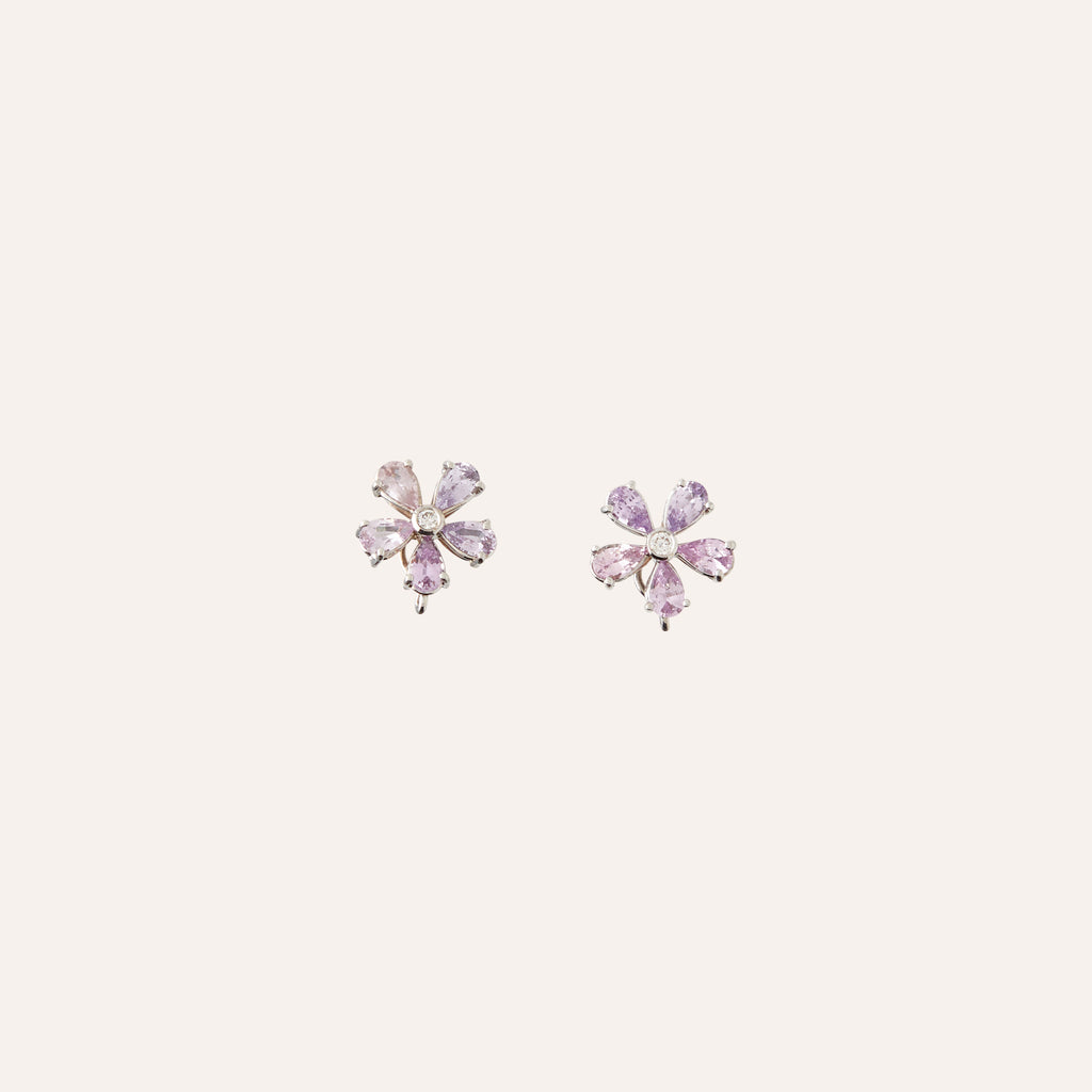 18K White Gold Multicolor Pink Pastel Sapphire Earrings