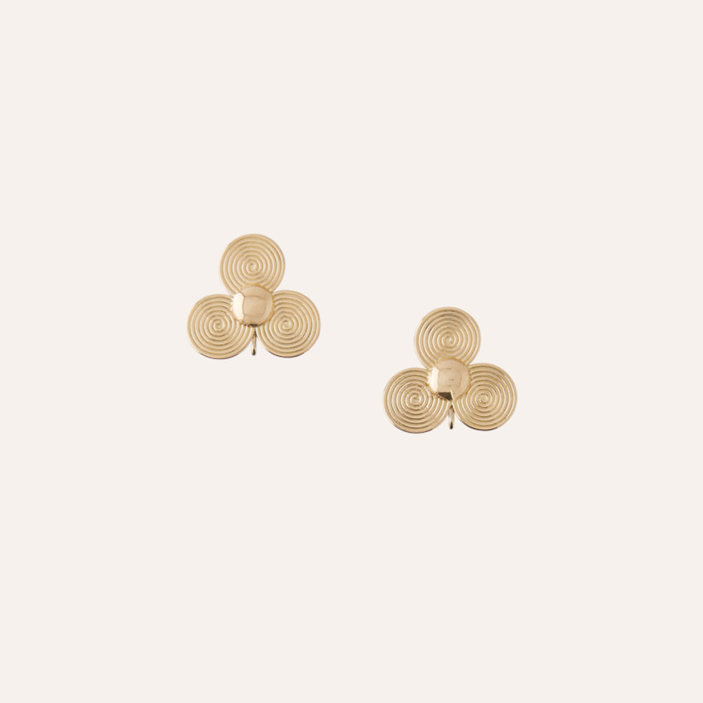 Small Petal 18K Yellow Gold Post Earrings