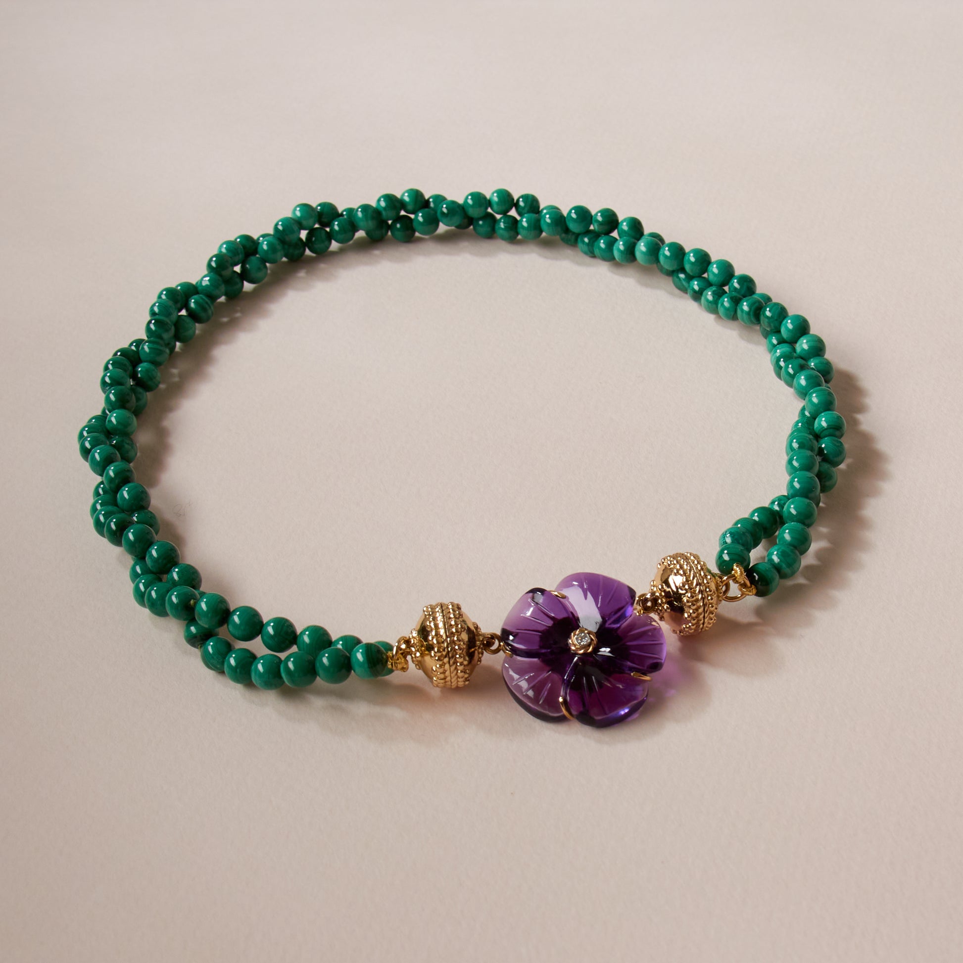Victoire 6mm Double Strand Malachite Necklace