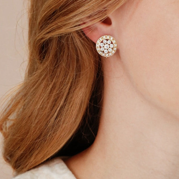 18K White Gold Large Blossom Earrings