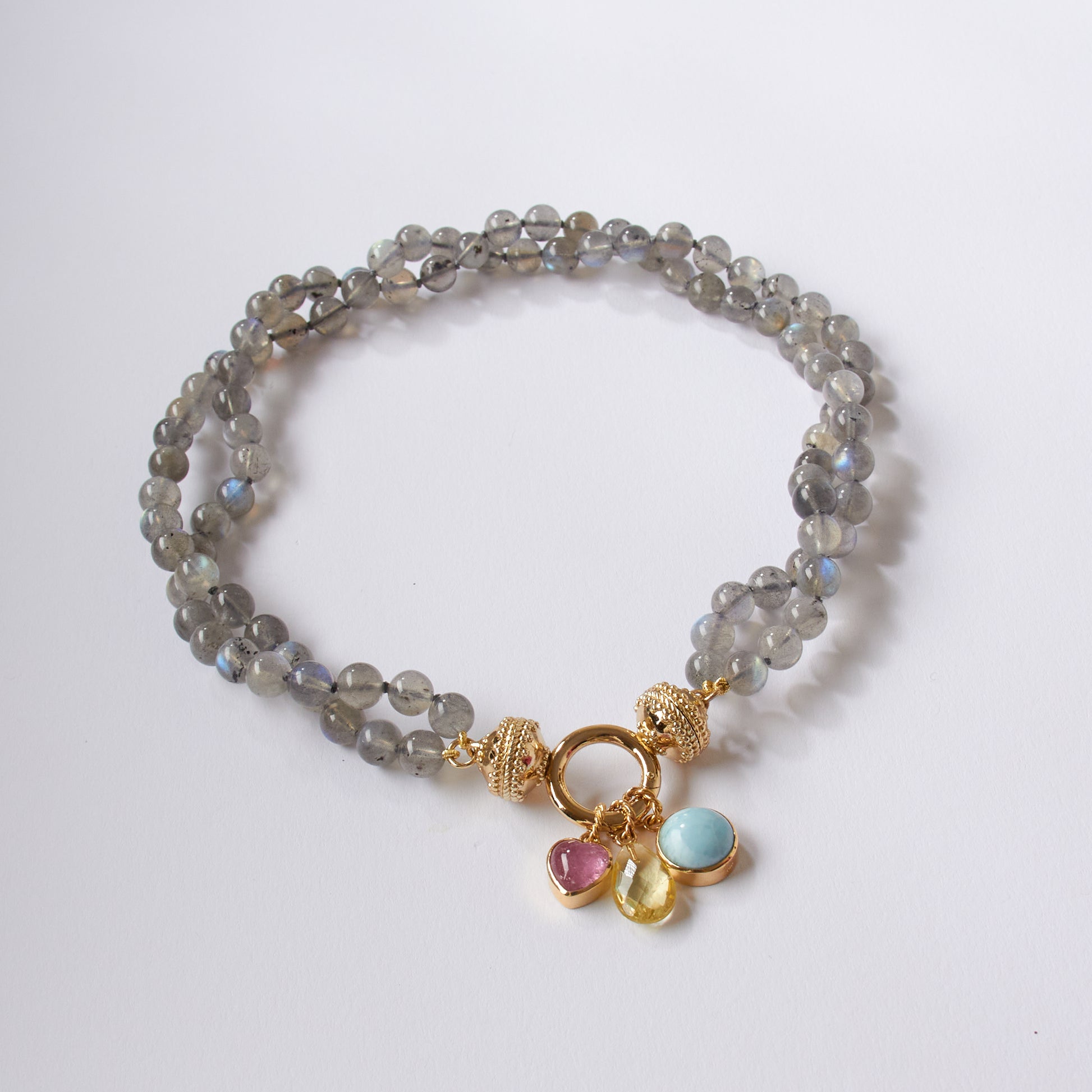 14K Round Larimar Cabochon Charm
