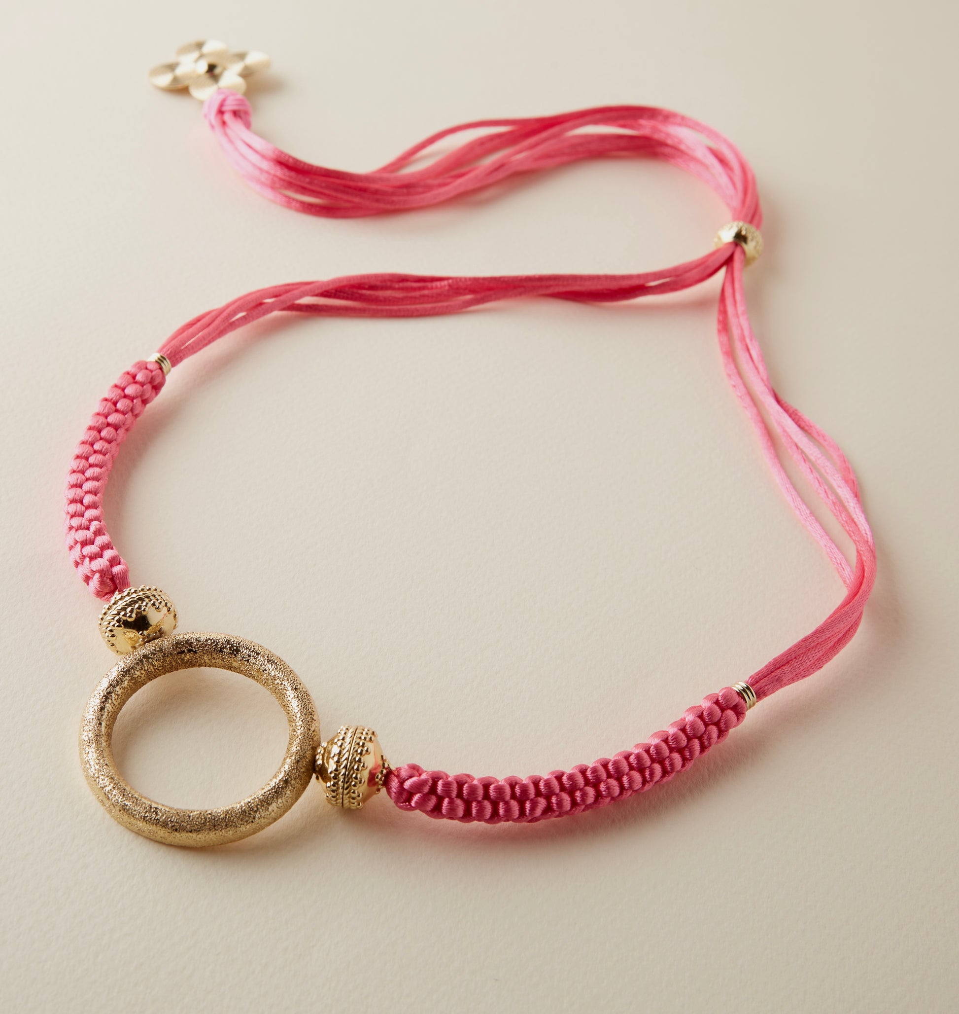 Heritage Petal Hot Pink Woven Necklace