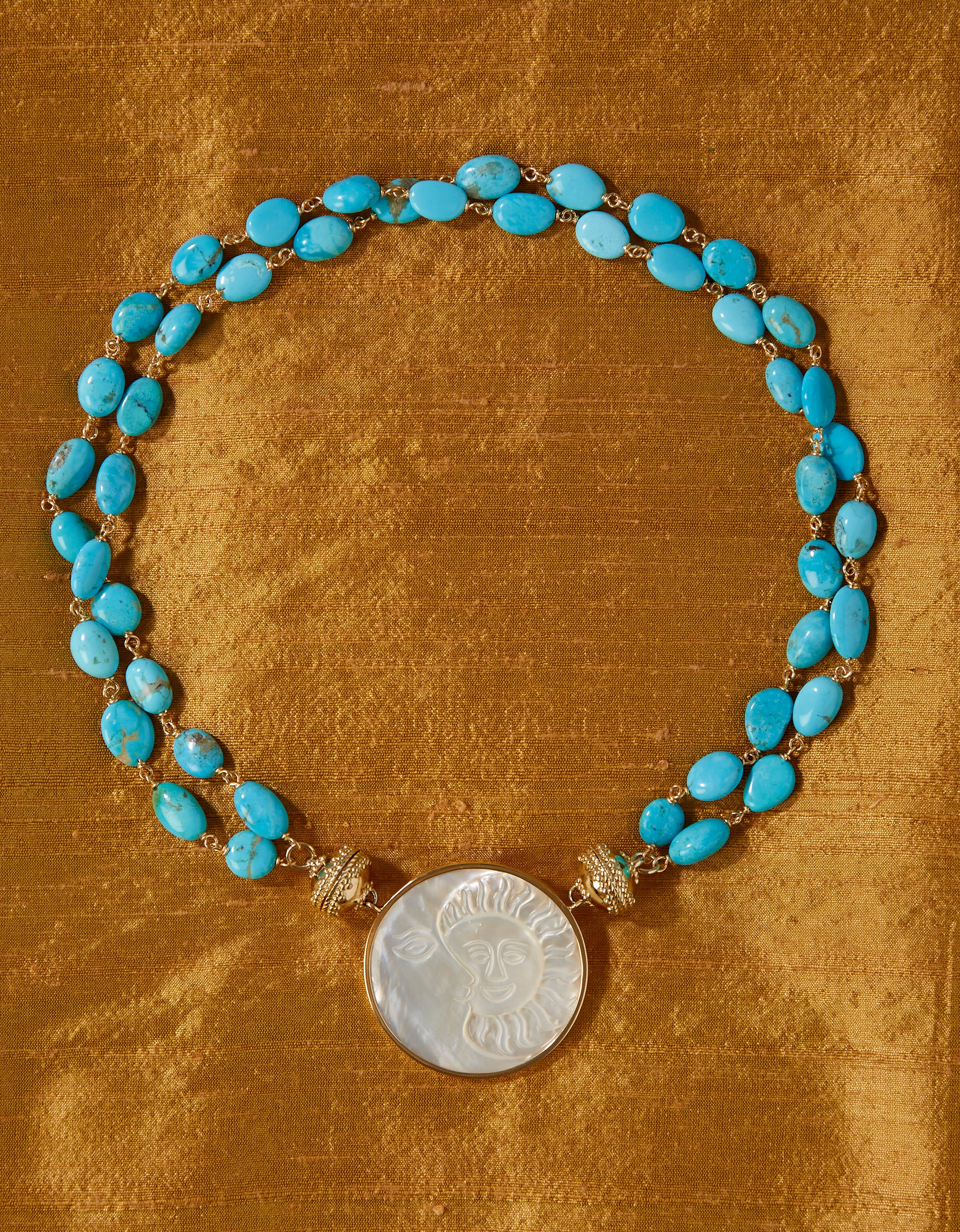 Caspian Kingman Turquoise Double Strand Necklace