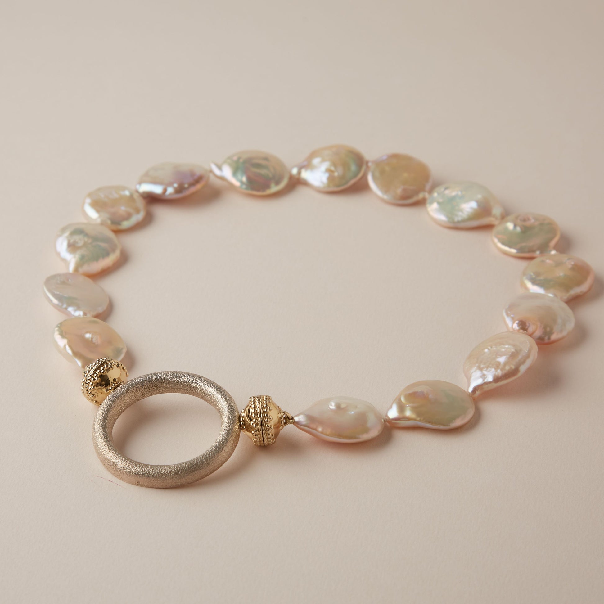 Pink Freshwater Coin Pearl 22-24mm Necklace
