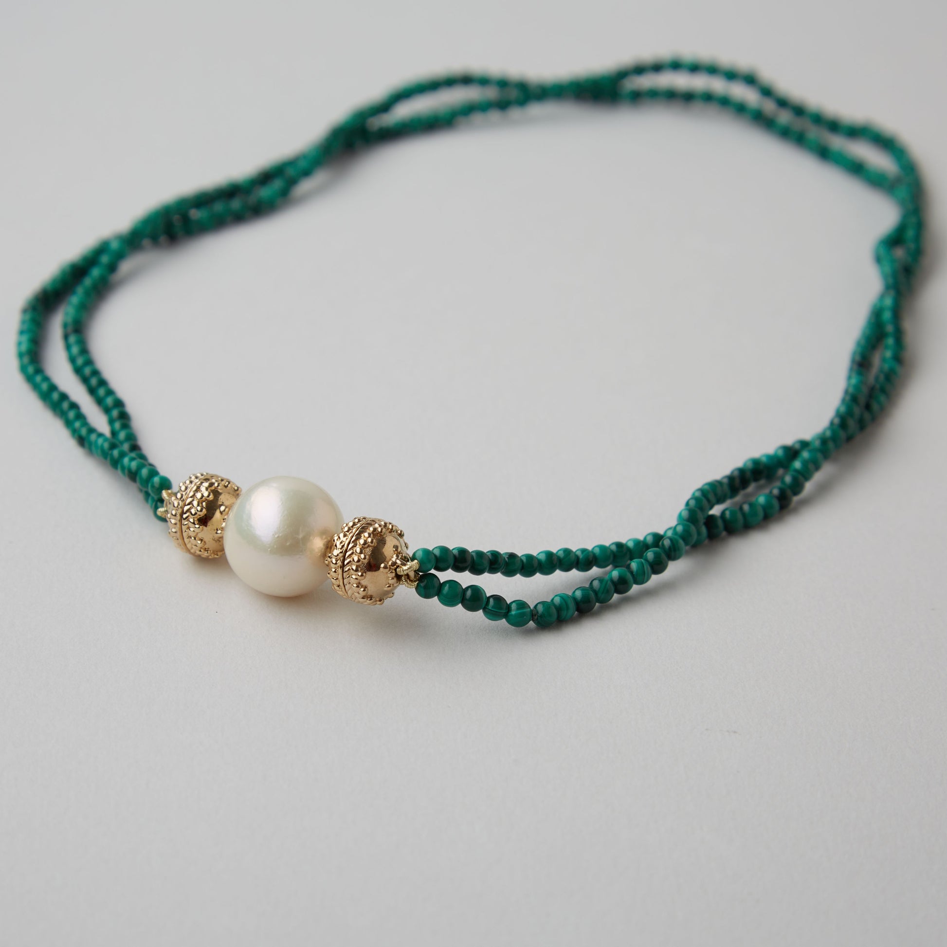 Victoire 2mm Green Malachite Double-Strand Mini Necklace