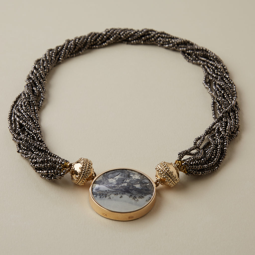 Michel Large Coated Pyrite Multi-Strand Necklace
