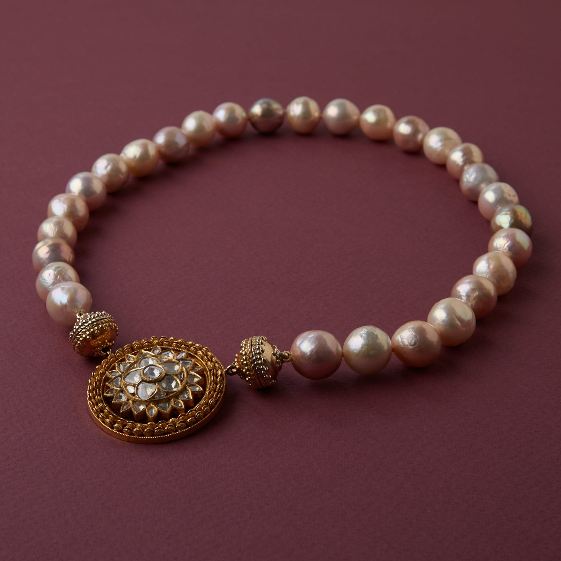 Champagne Pink Potato Pearl Necklace