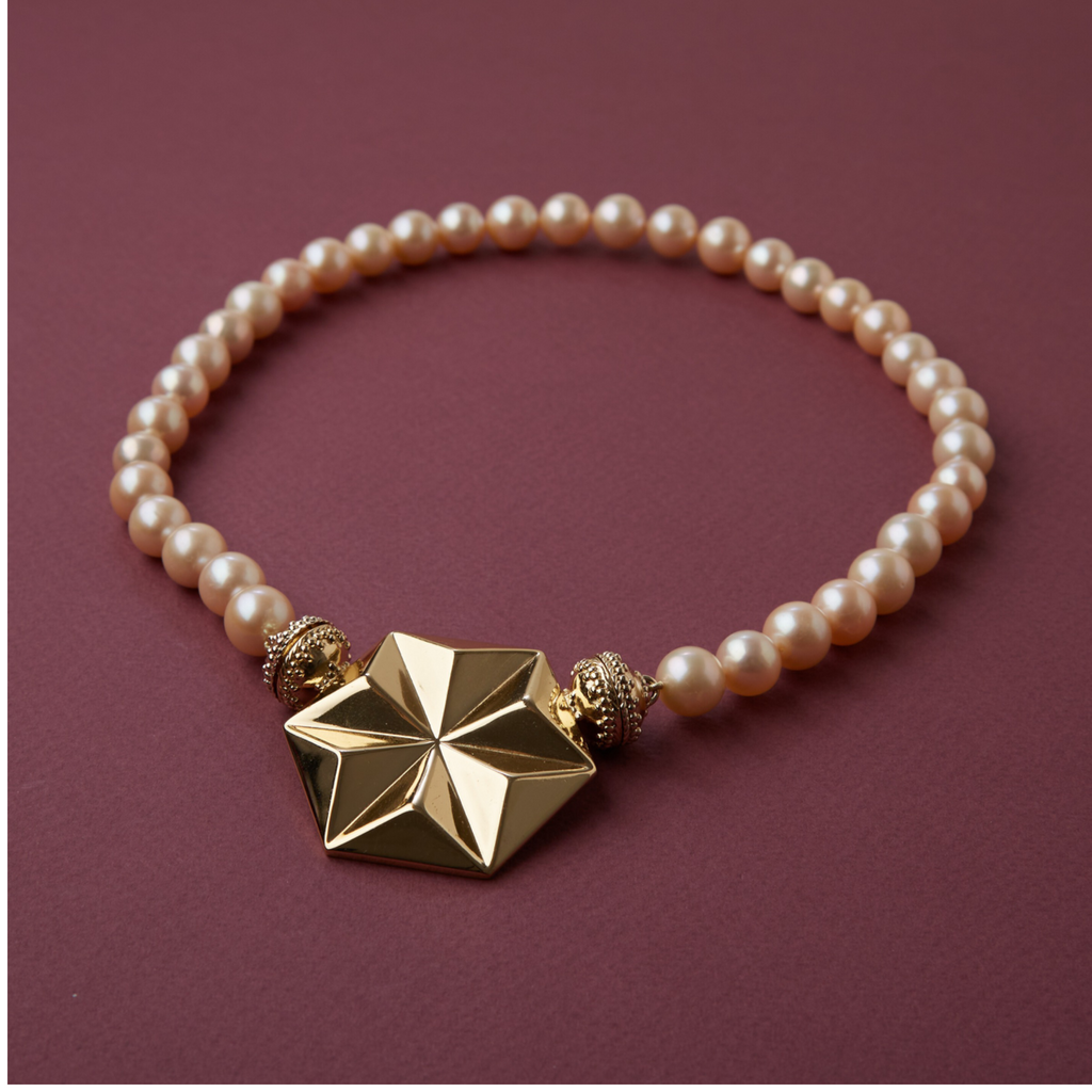 Peach Freshwater Round Pearl 9.5-10.5mm Necklace