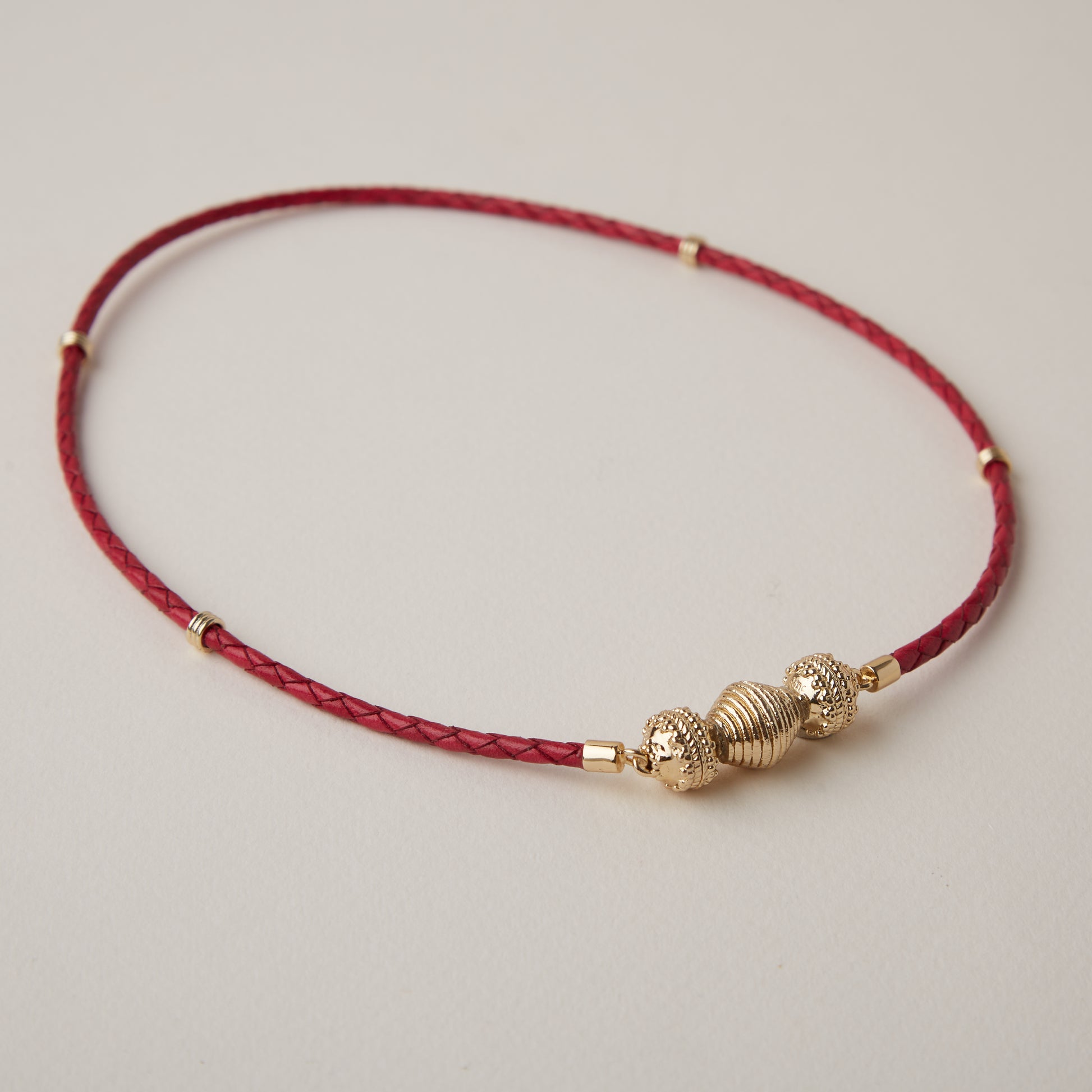 Aspen Braided Leather Magenta Mini Necklace