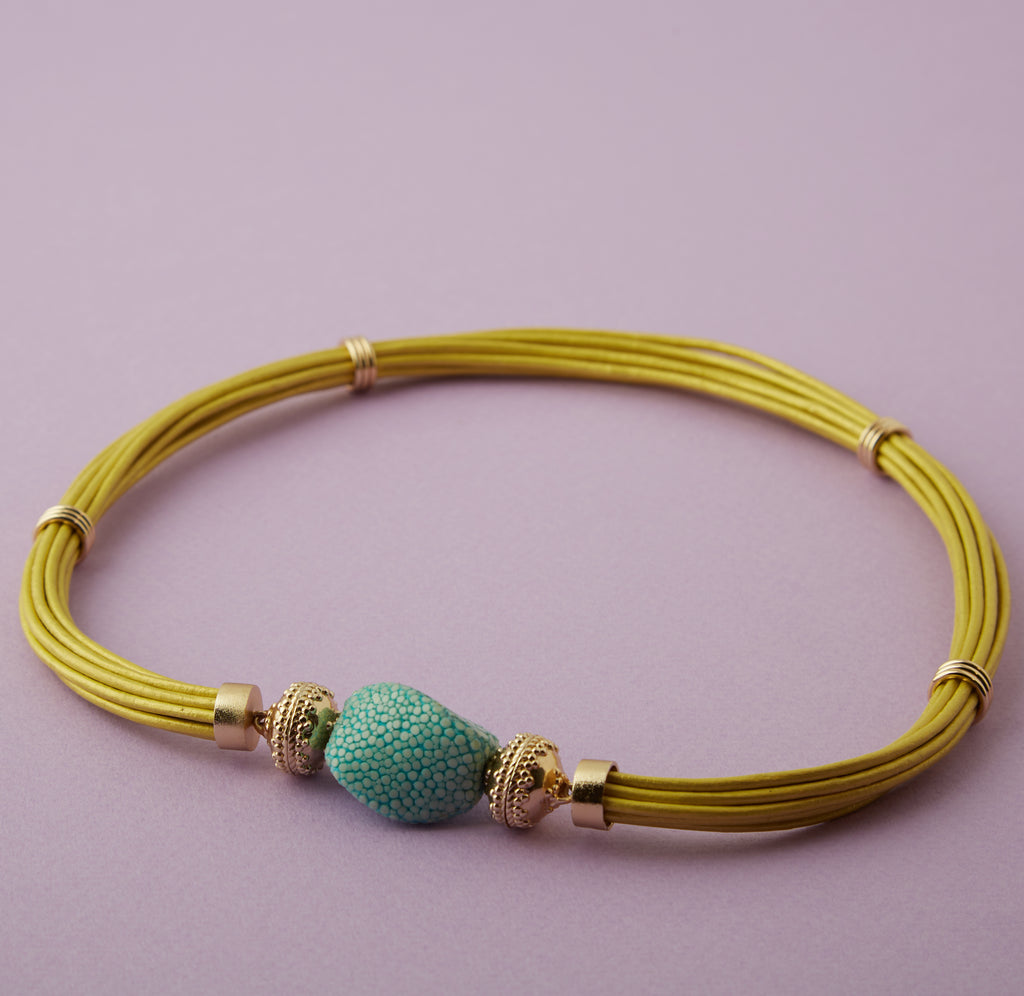 Aspen Leather Lemon Yellow Necklace