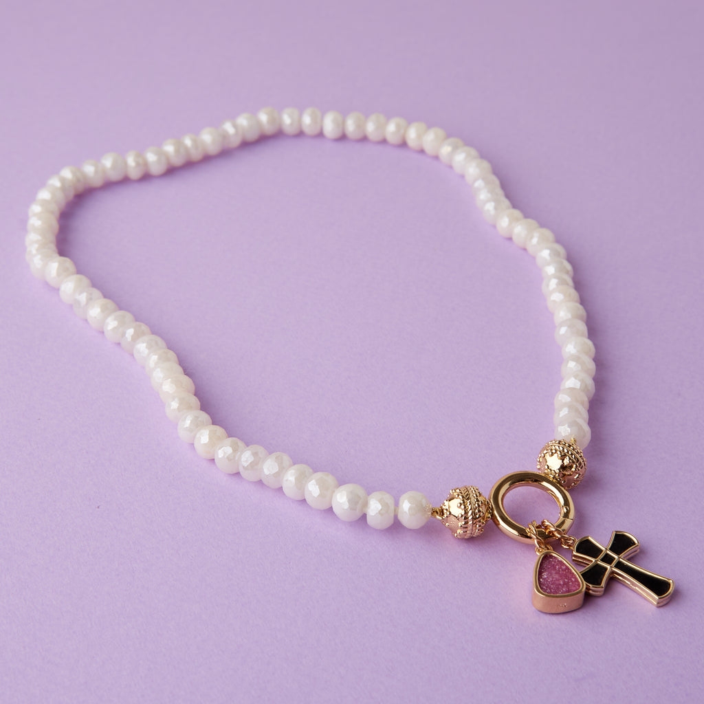 14K Black Onyx Cross Charm