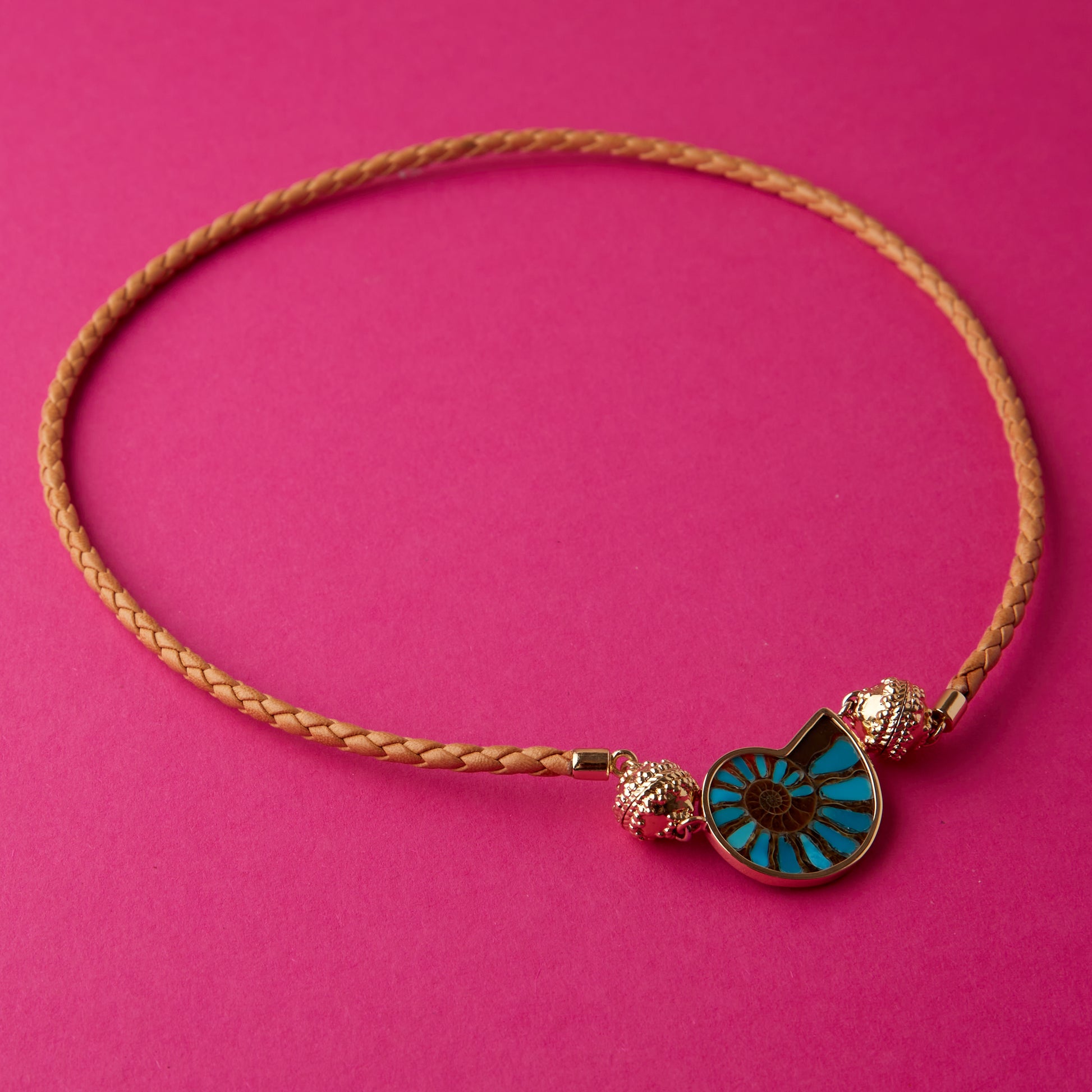 Aspen Tan Braided Leather Mini Necklace