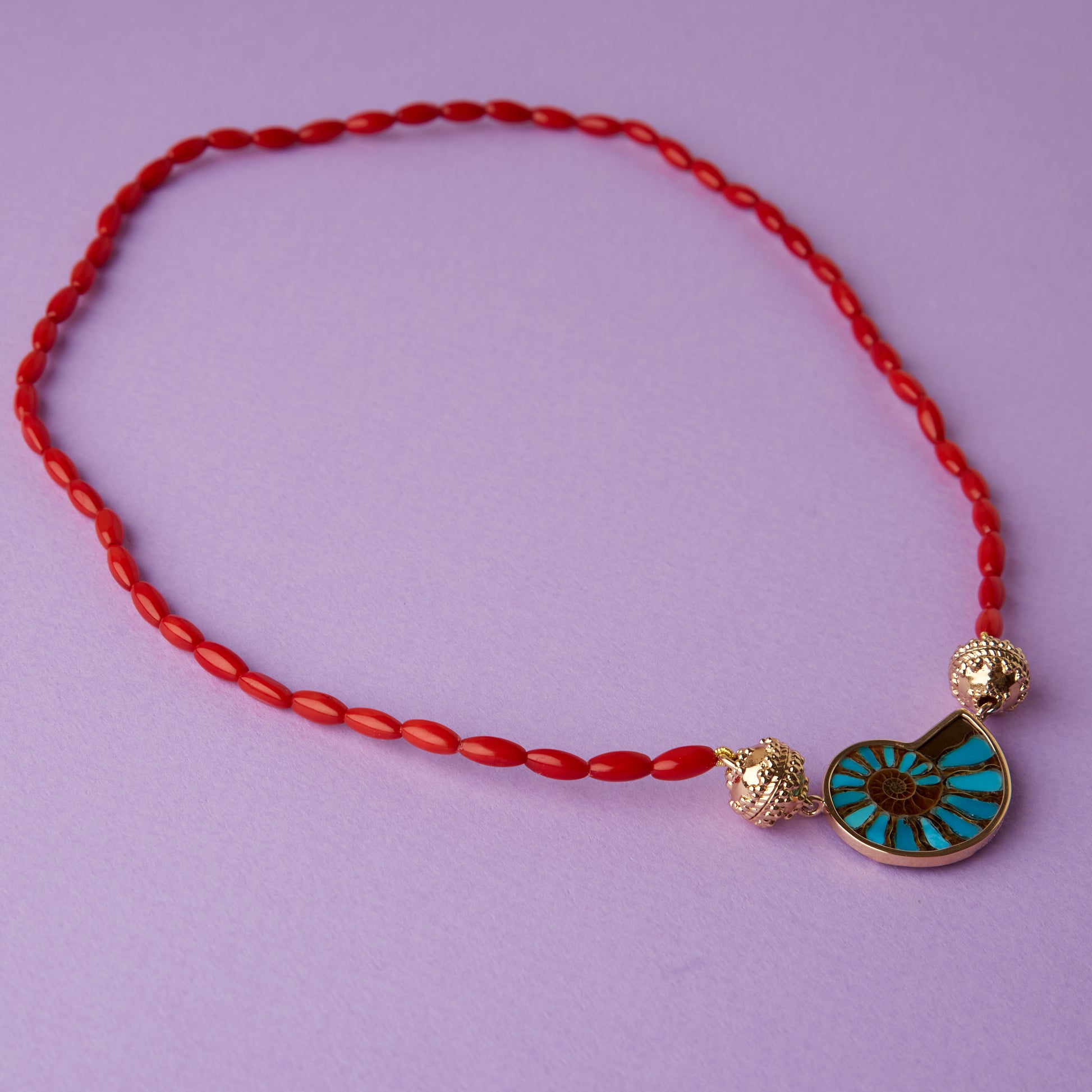 Red Dyed Rice Bamboo Mini Necklace