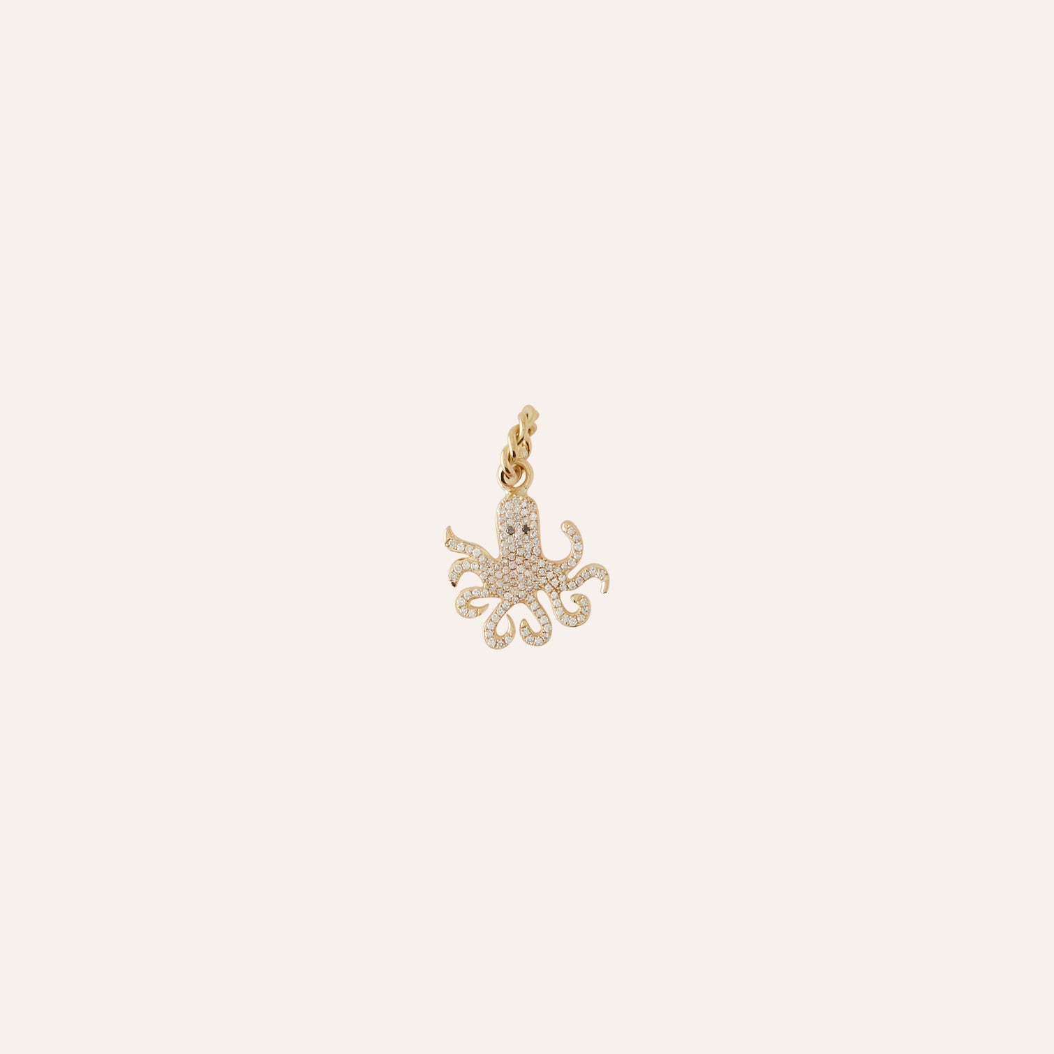 14K Diamond Octopus Charm