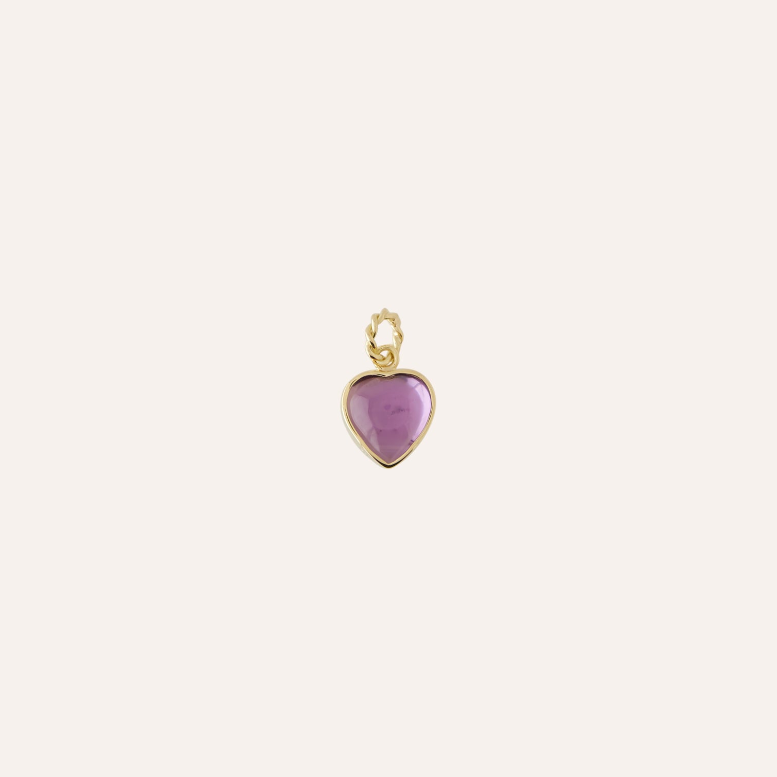 18K Amethyst Heart Charm