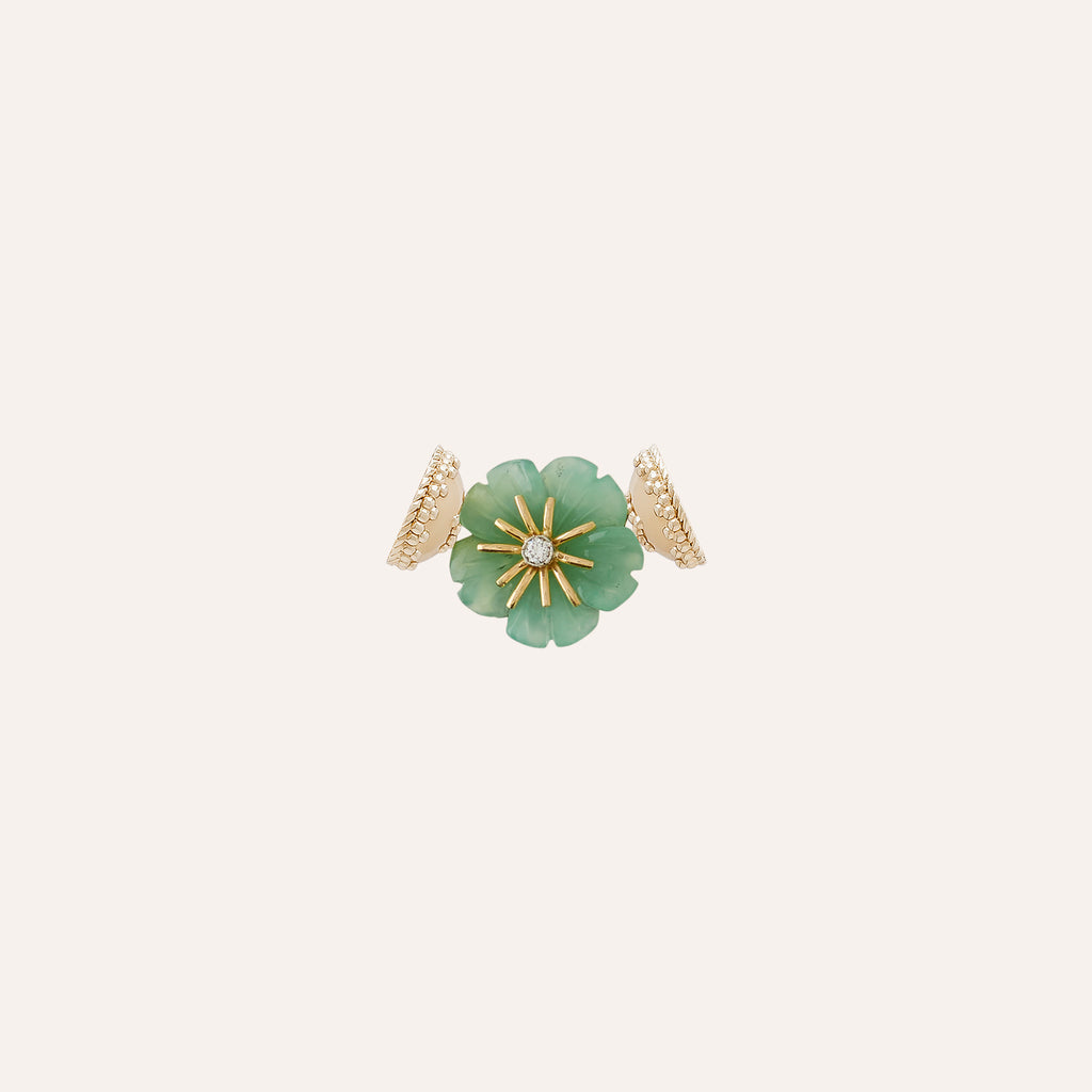18K Diamond Chrysoprase Flower MIni Centerpiece