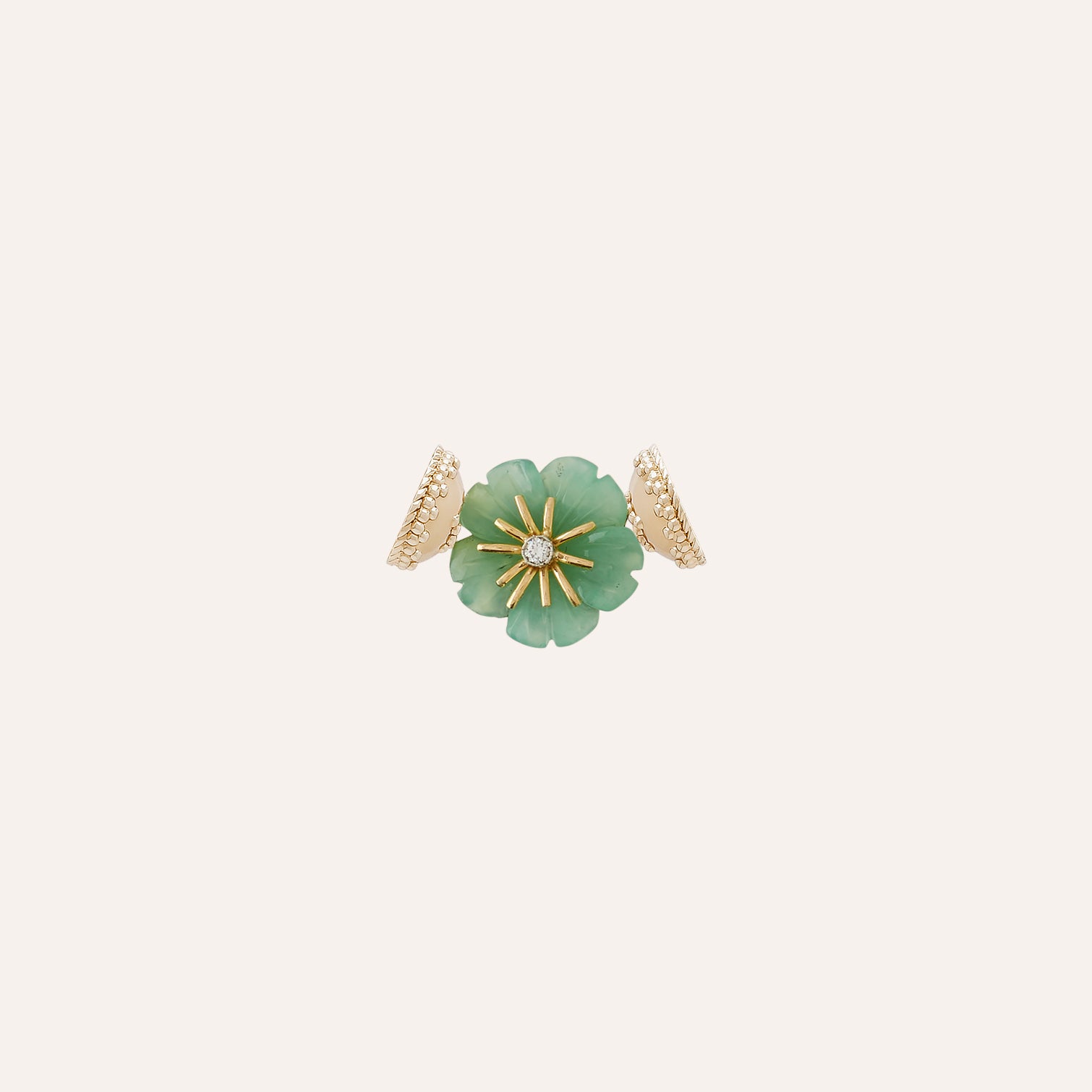 18K Diamond Chrysoprase Flower MIni Centerpiece
