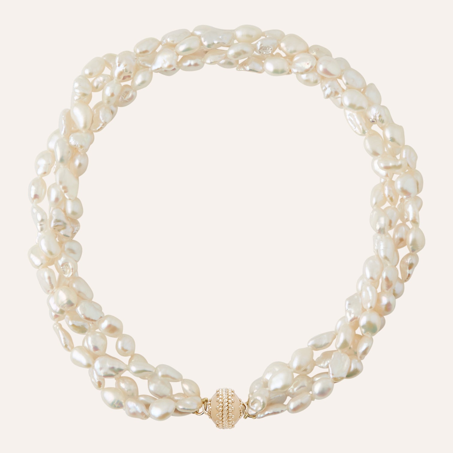 White Freshwater Keshi Pearl Multi-Strand Necklace