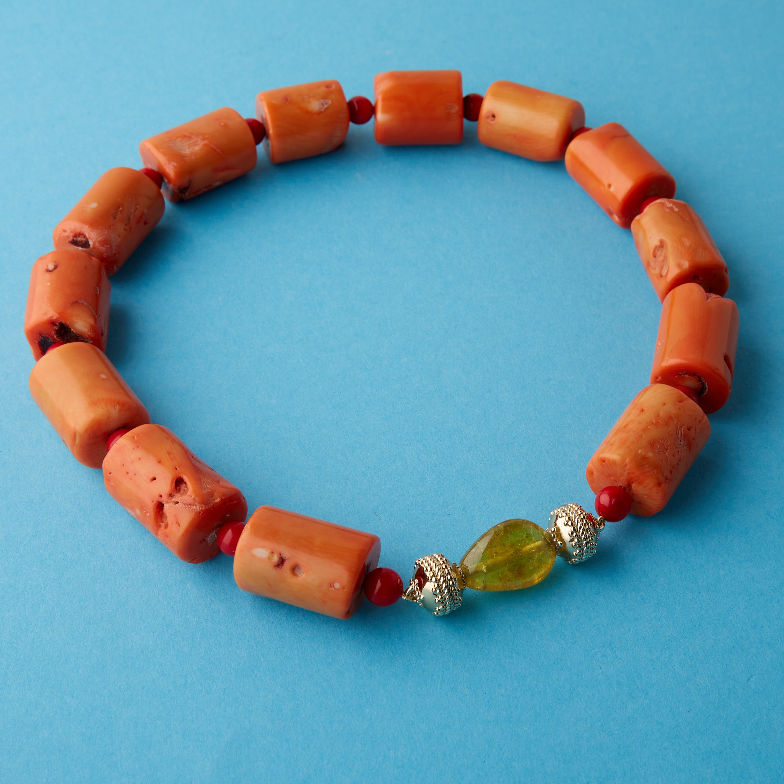 Dyed Orange Coral Tubular Necklace