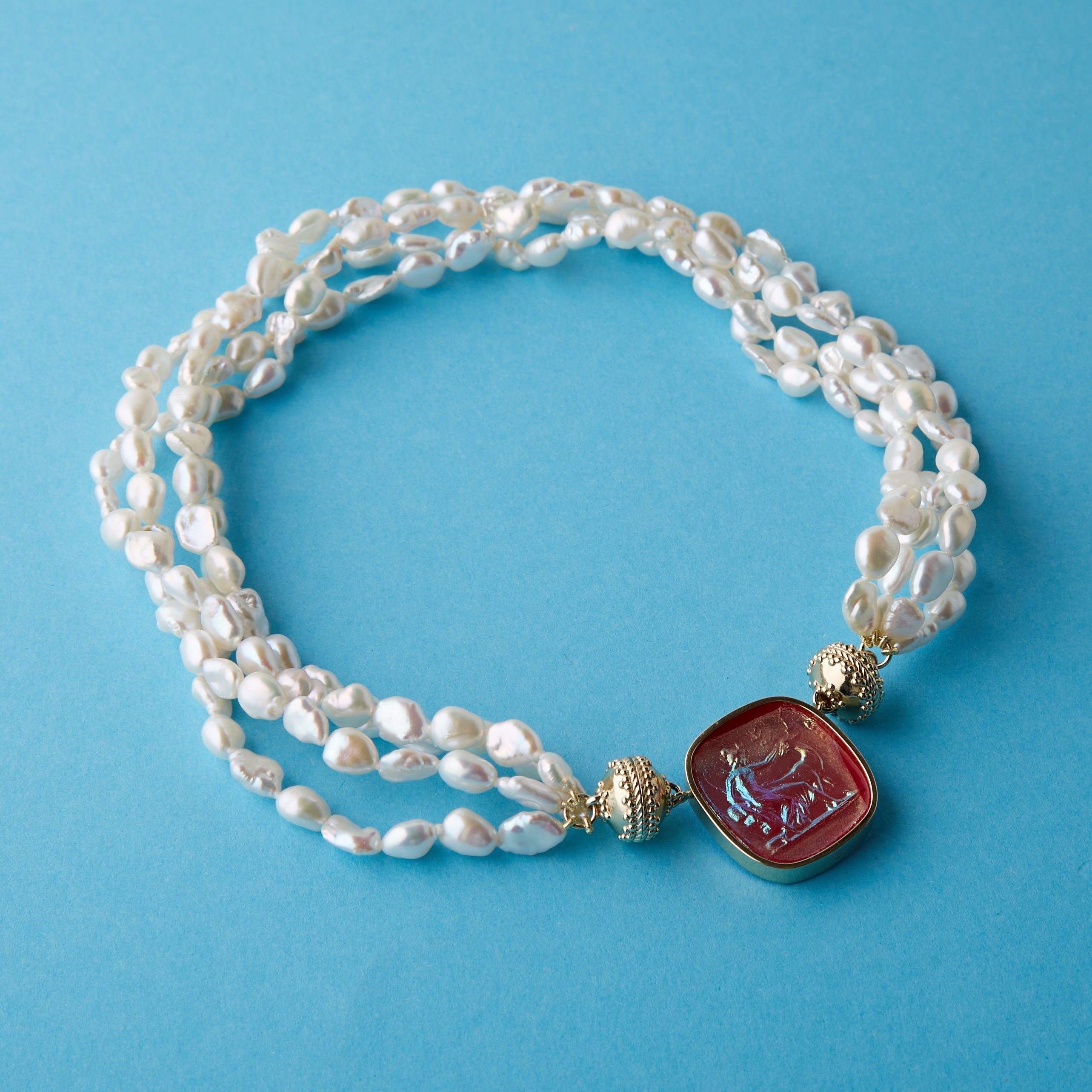 White Freshwater Keshi Pearl Multi-Strand Necklace