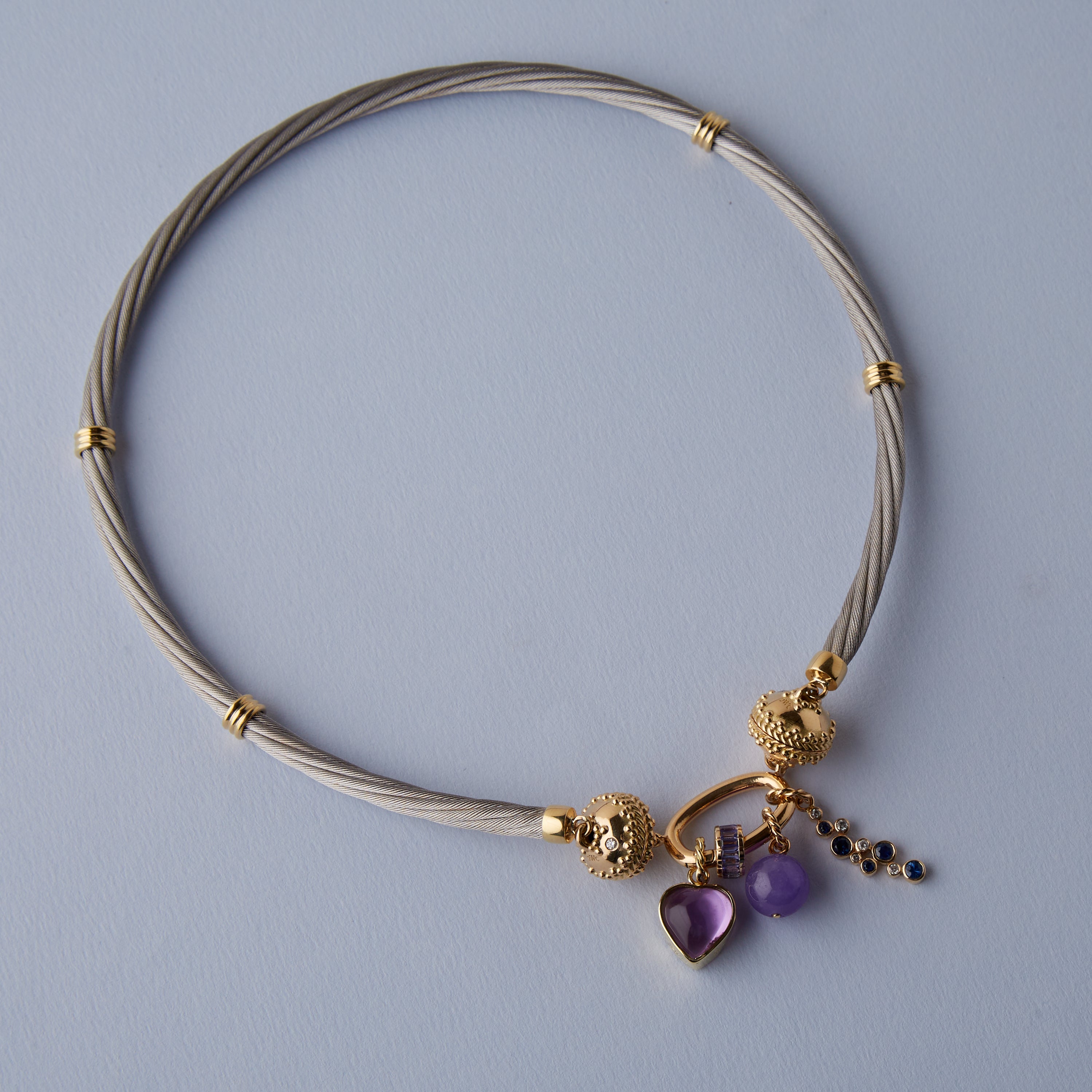 18K Amethyst Heart Charm