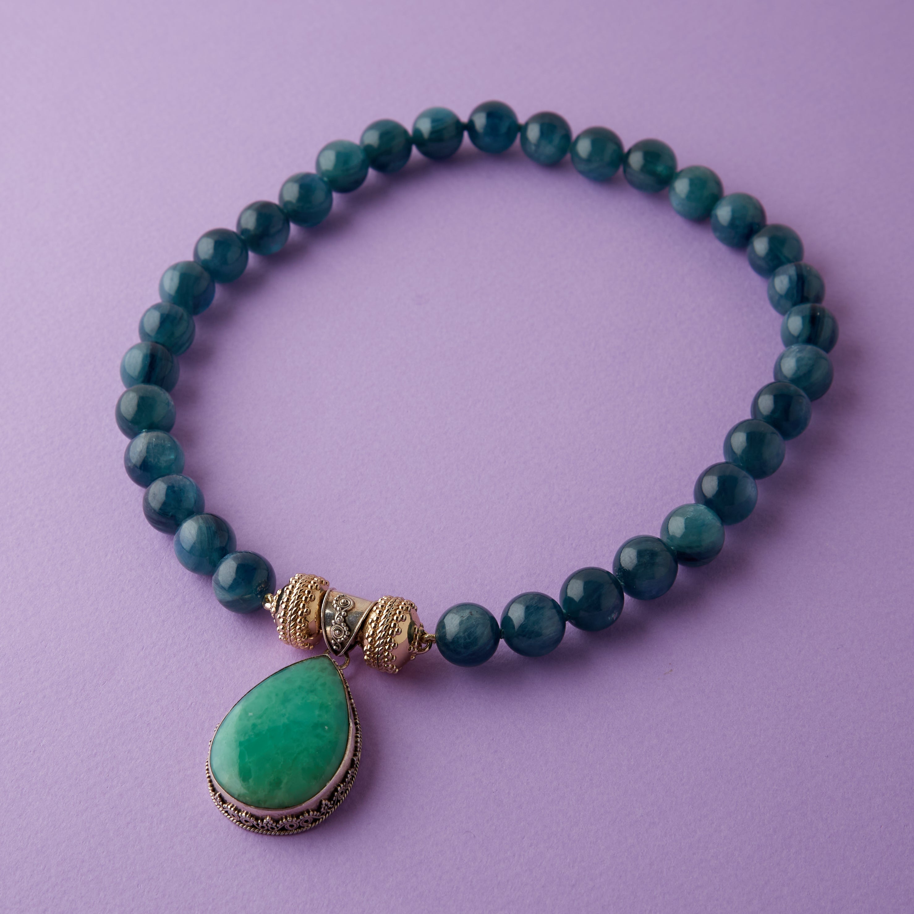 Tibetan Treasure Green Amazonite Teardrop Centerpiece